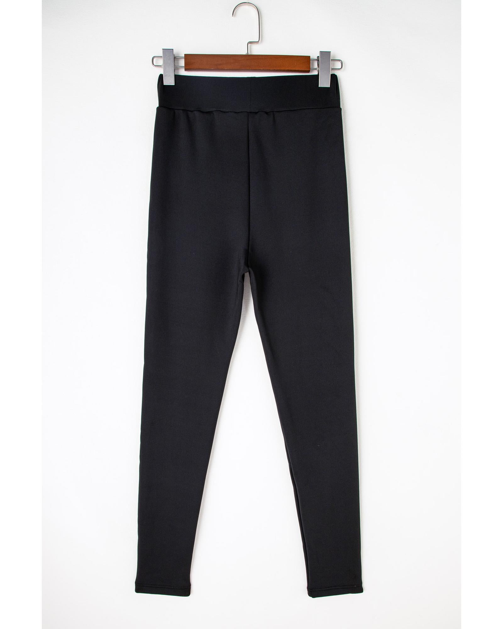 Black Fleece Lining Winter High Waist Leggings - L 8