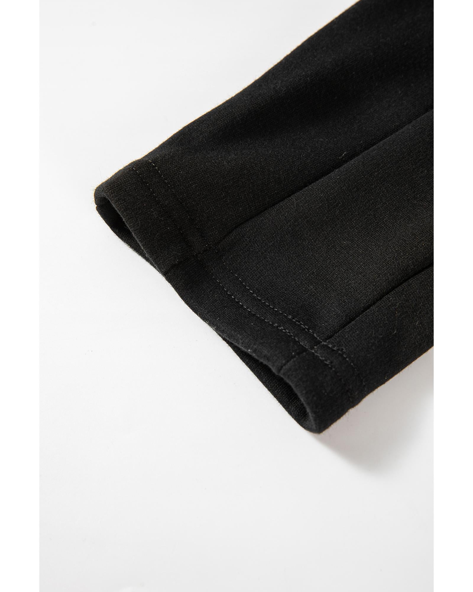 Black Crossed Waist Seamed Leg Thermal Leggings - M 7