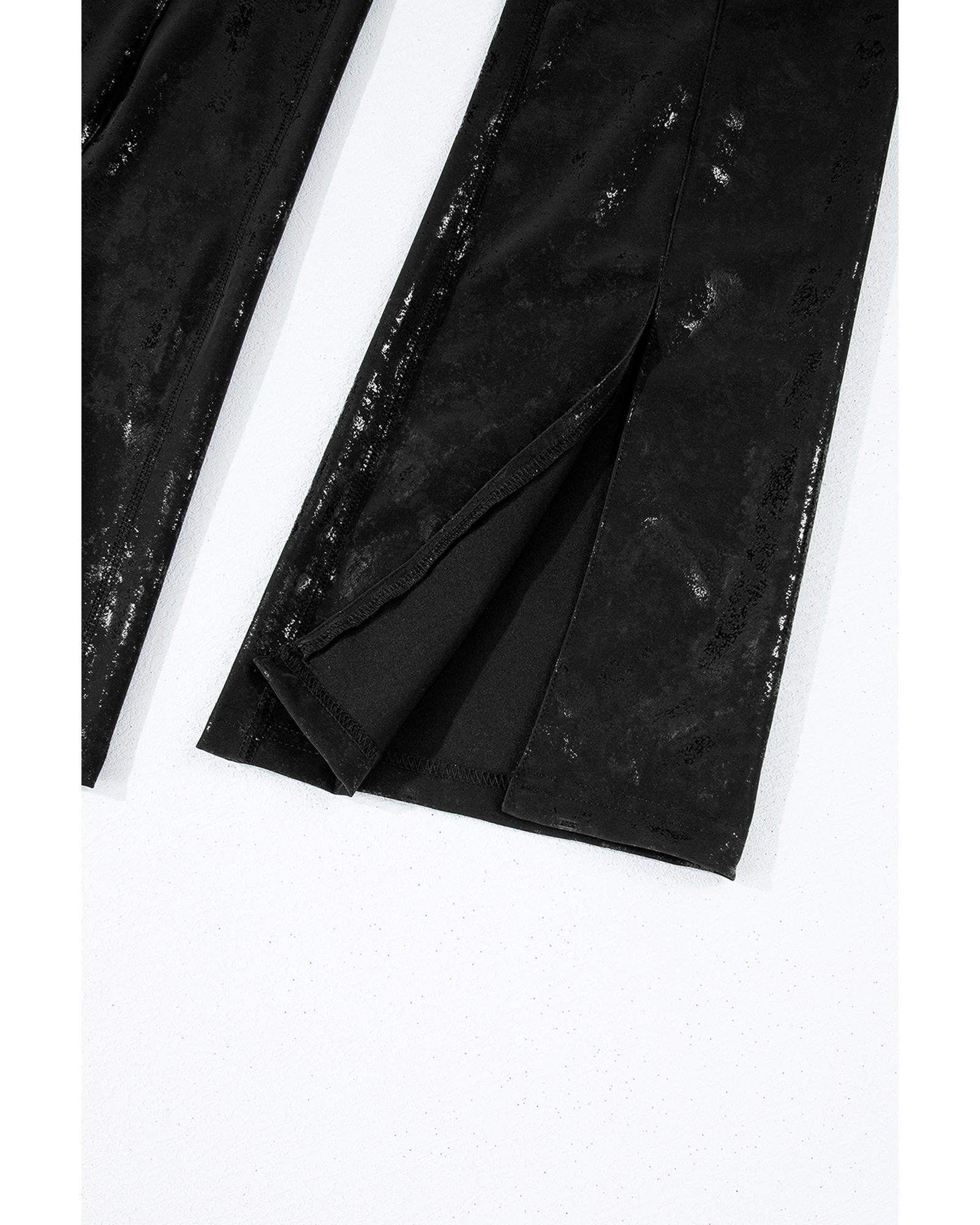 Black Faux Leather Splits High Waist Leggings - XL 7