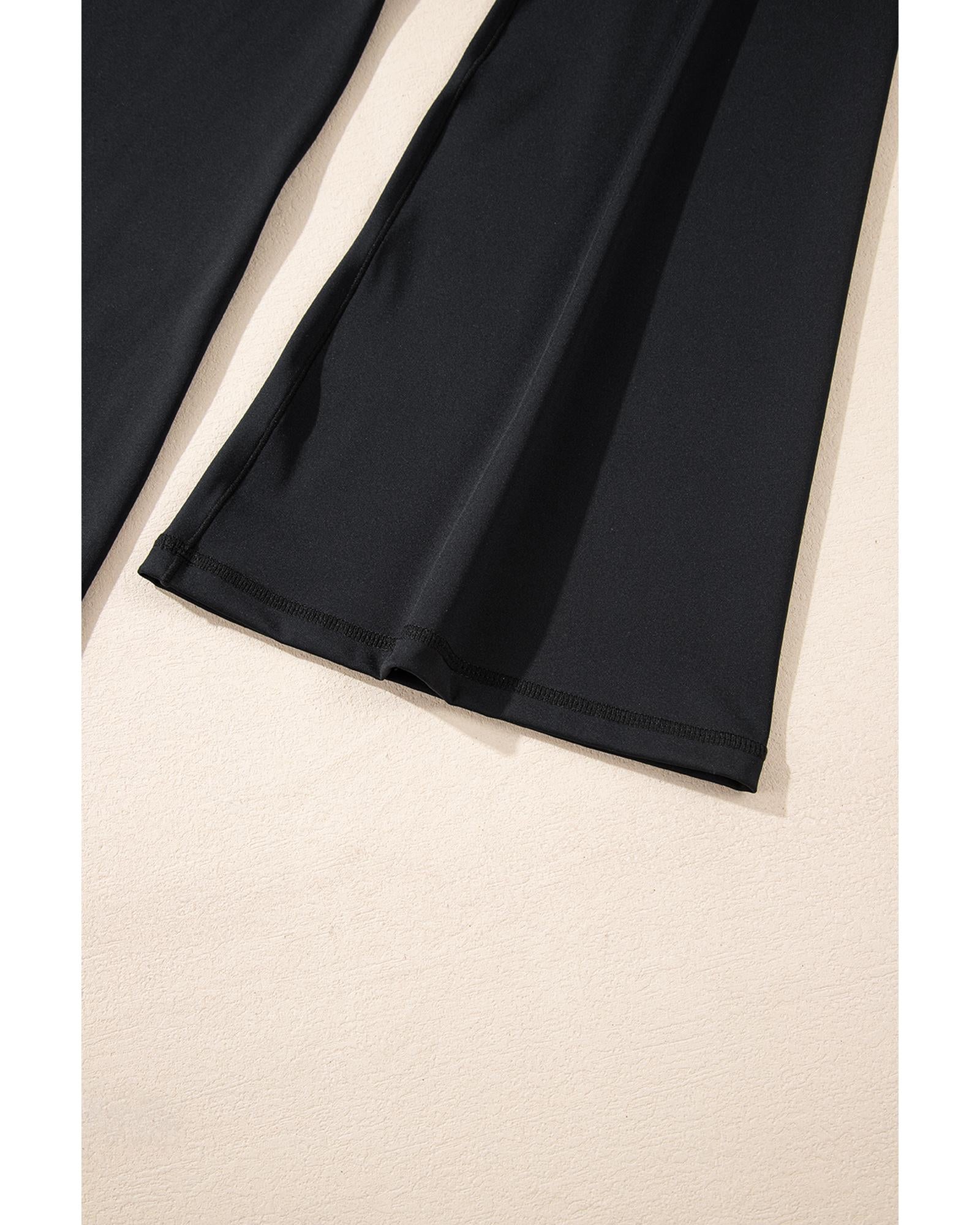 Black V Shape High Waist Flared Leggings - L 4