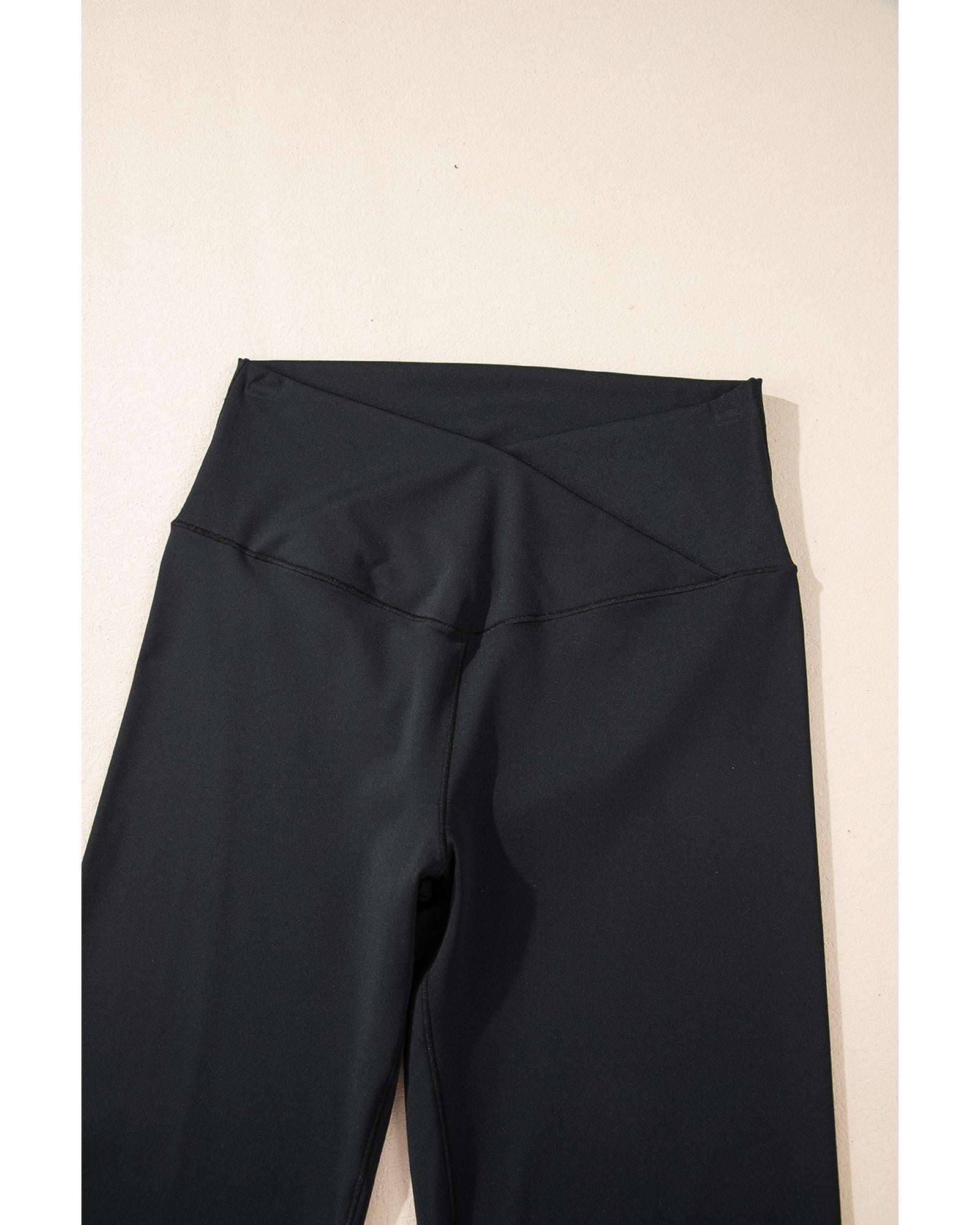 Black V Shape High Waist Flared Leggings - M 6