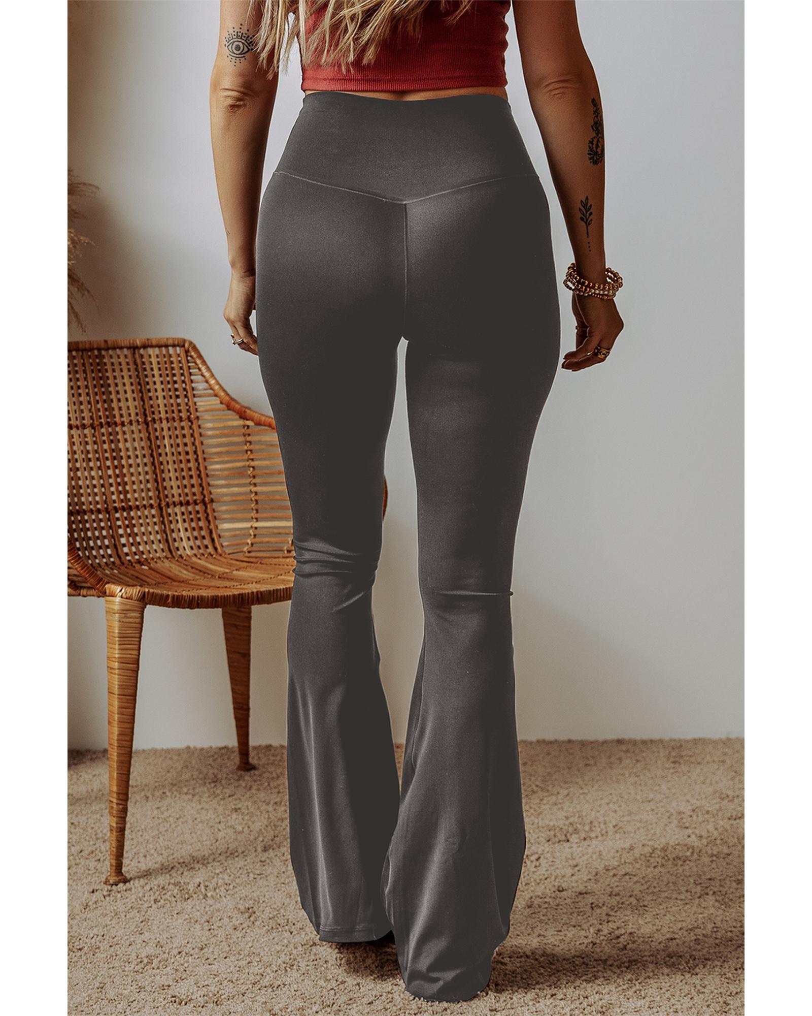 Dark Grey V Shape High Waist Flared Leggings - S 5