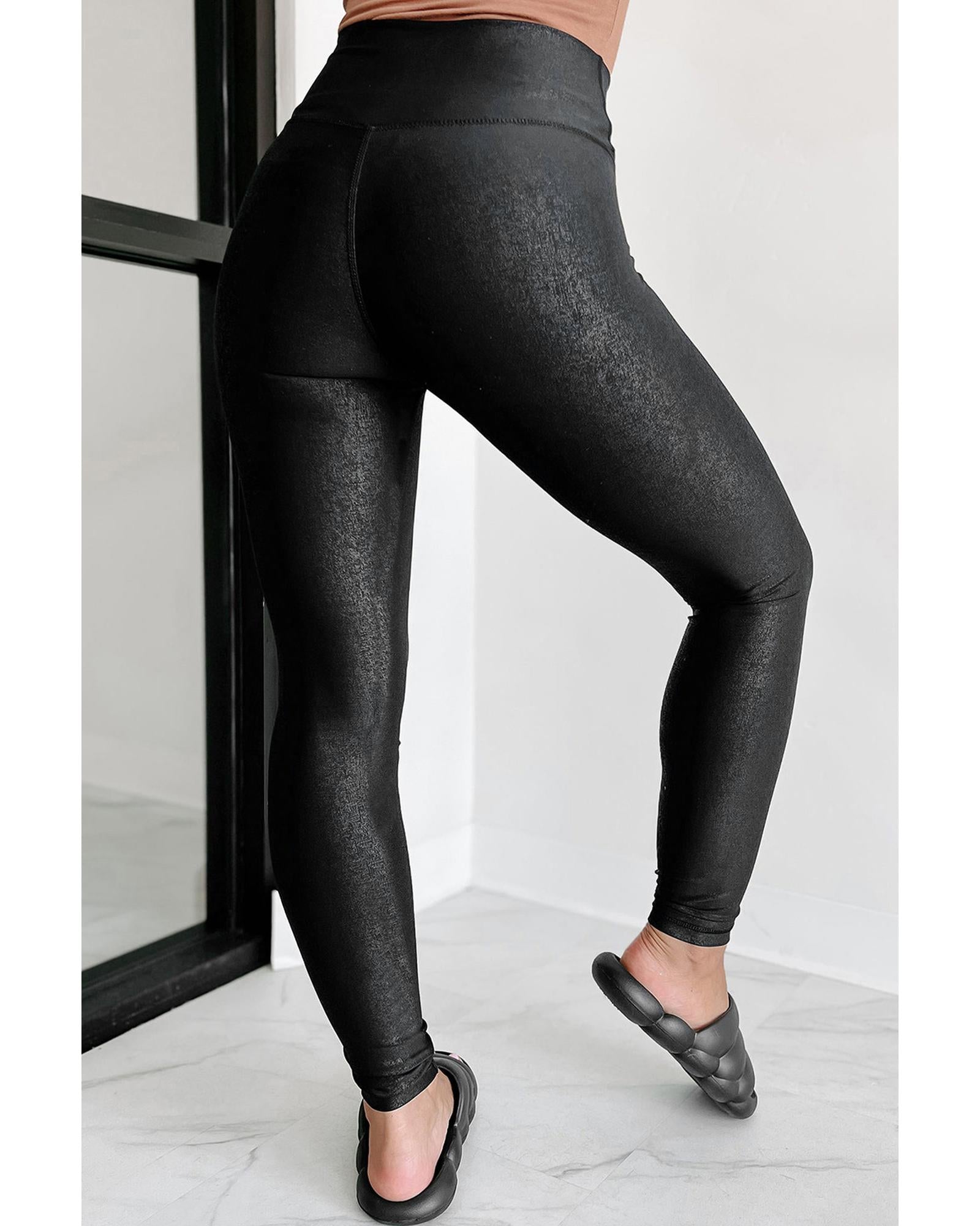 Black V Crossover High Waist Pocketed Leggings - XL