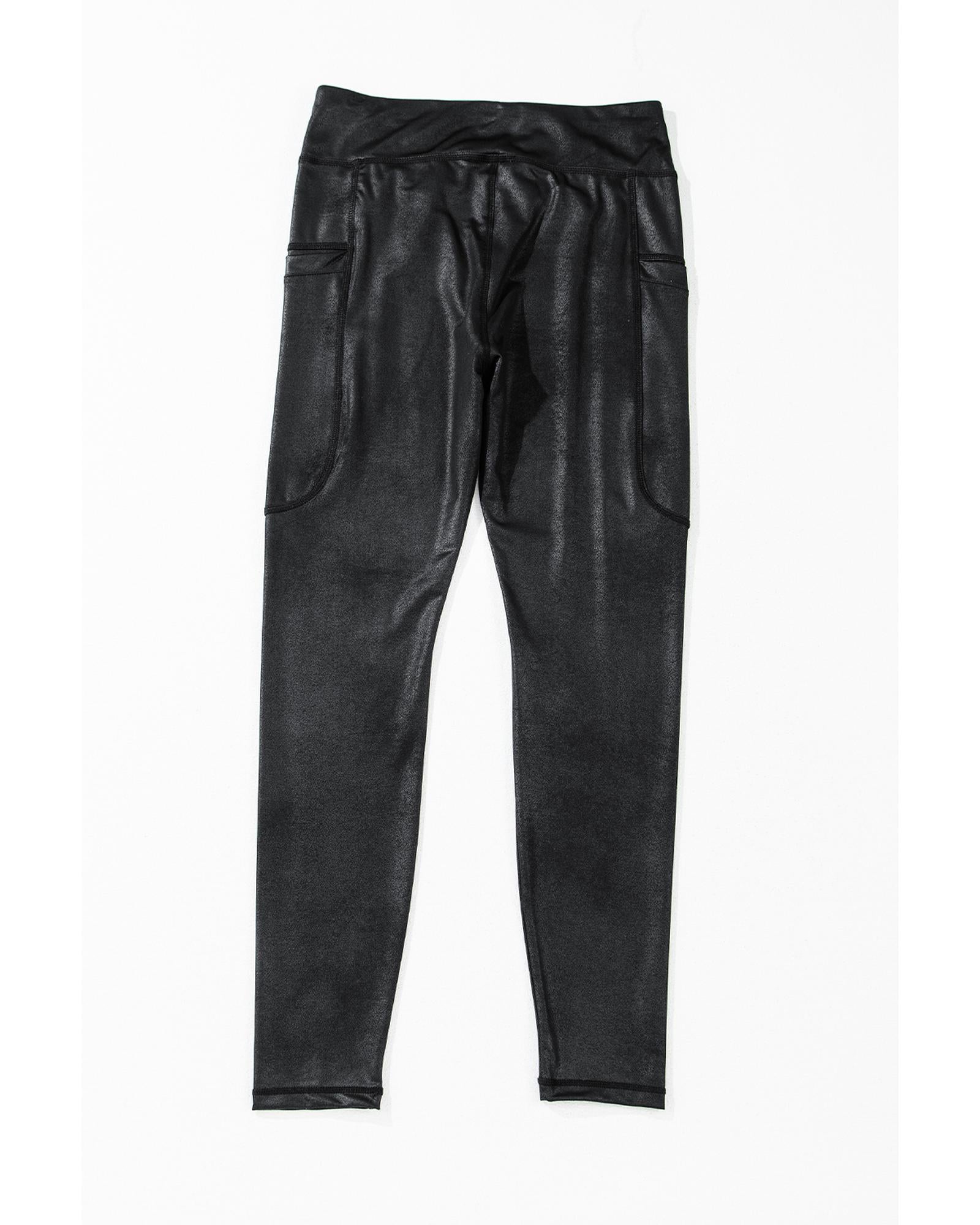 Black V Crossover High Waist Pocketed Leggings - XL 4