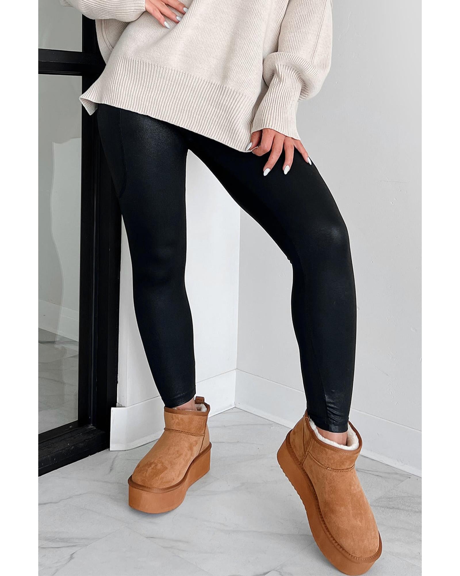 Black V Crossover High Waist Pocketed Leggings - XL 6