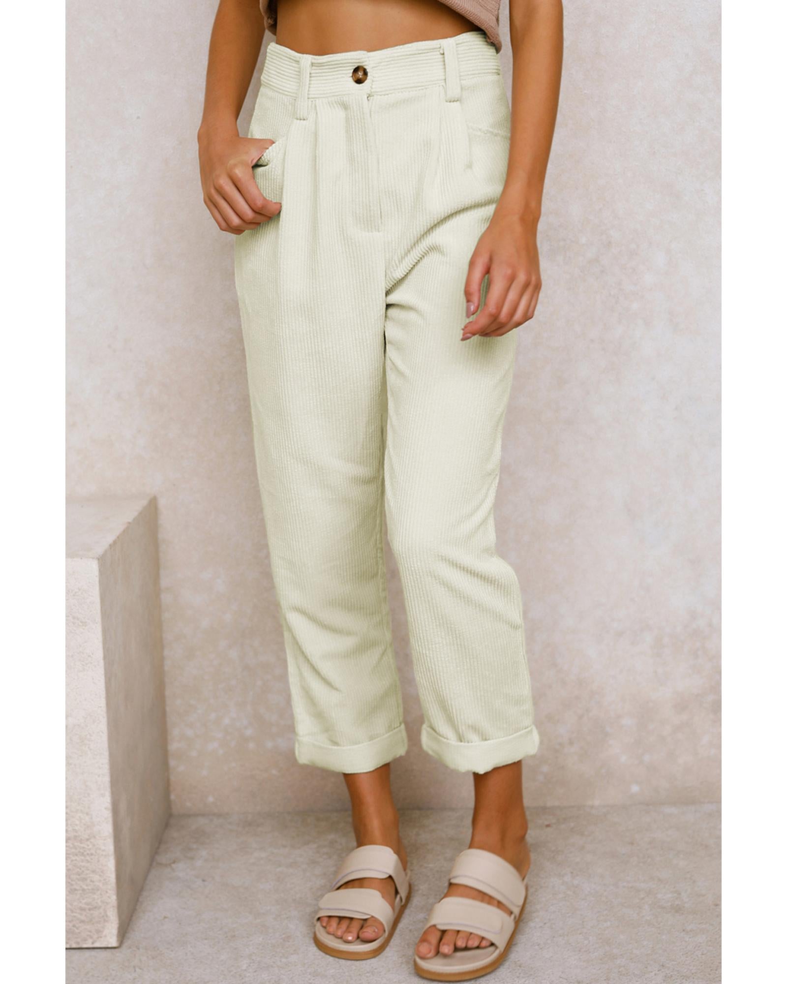 Azura Exchange Corduroy High Waist Straight Leg Pants - 10 US 3