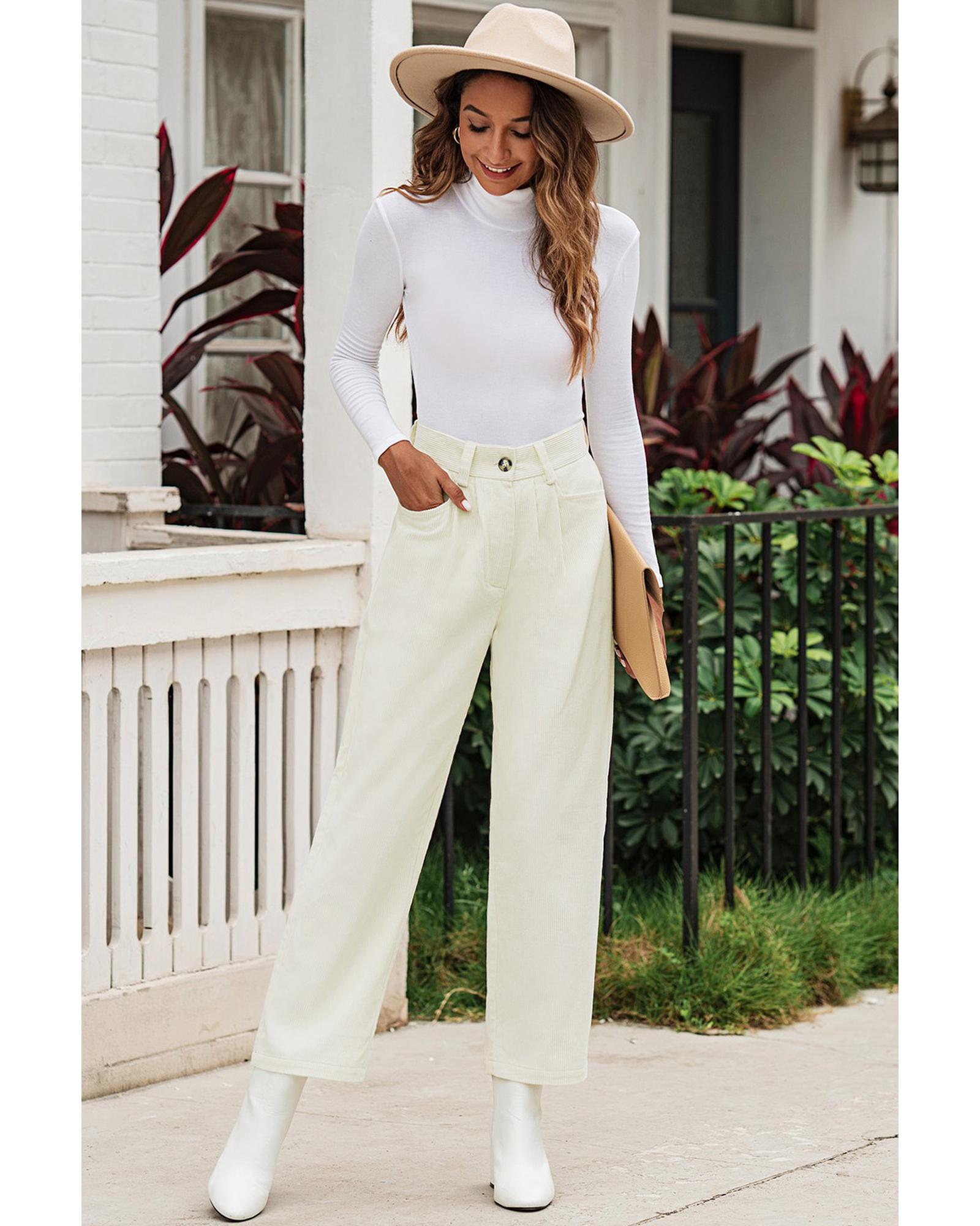 Azura Exchange Corduroy High Waist Straight Leg Pants - 12 US