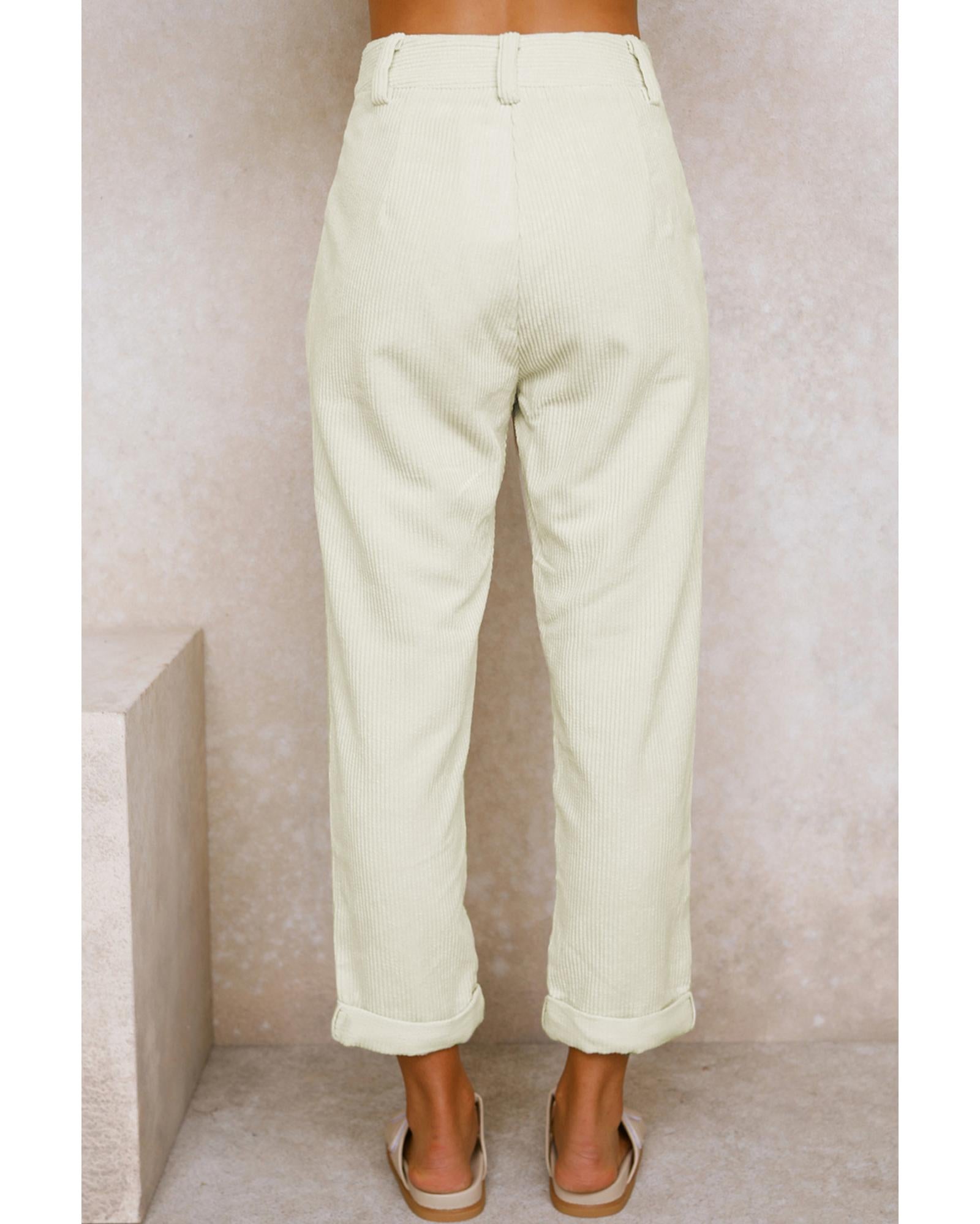 Azura Exchange Corduroy High Waist Straight Leg Pants - 8 US 3