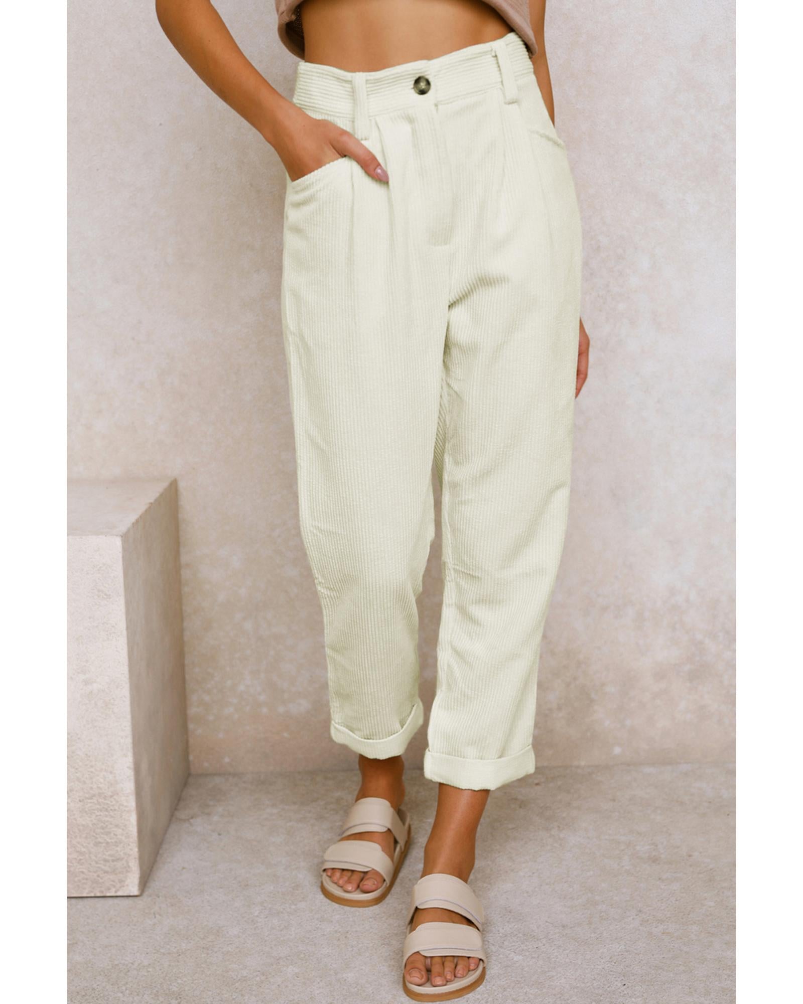 Azura Exchange Corduroy High Waist Straight Leg Pants - 8 US 5