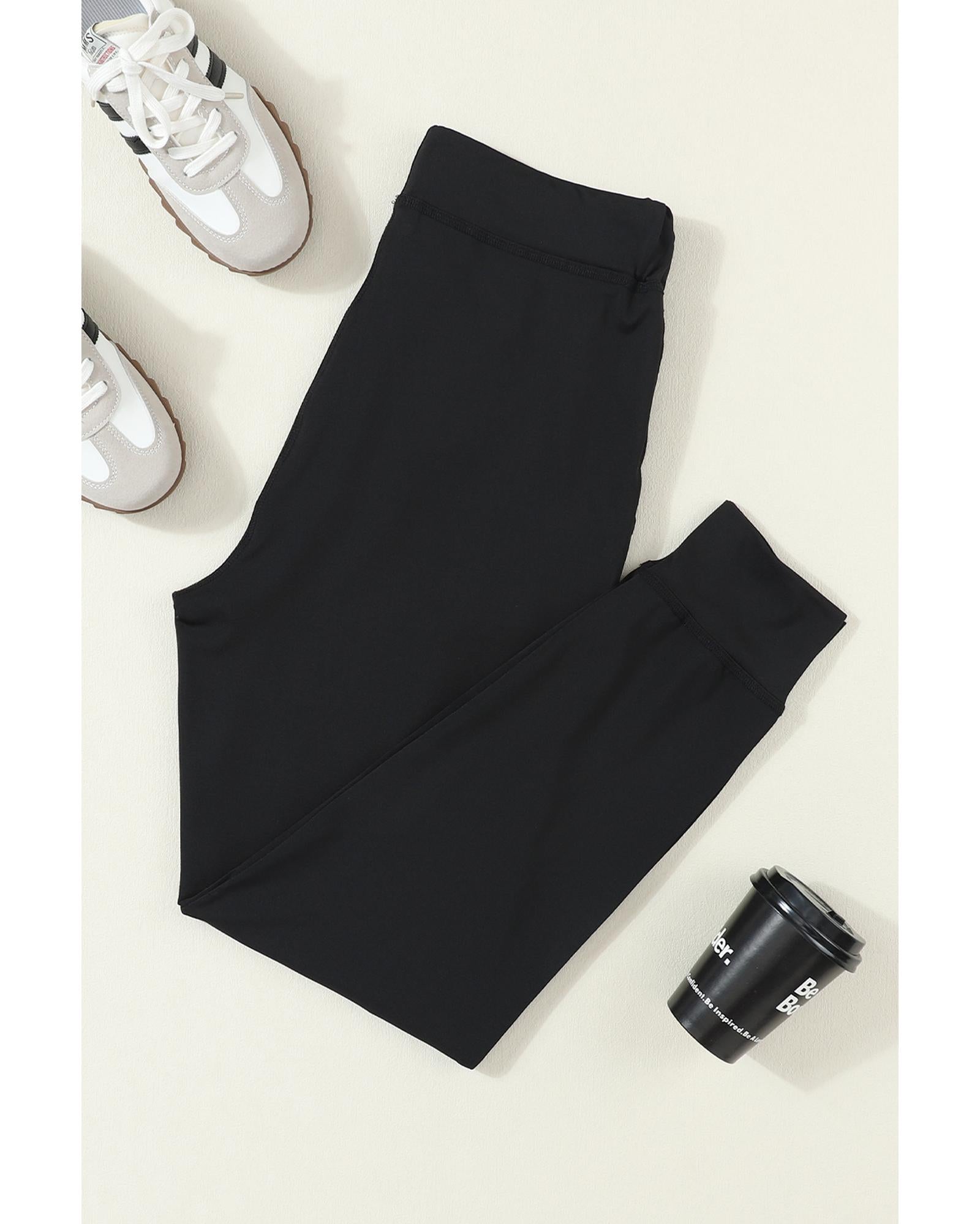 Black Drawstring Waist Pocketed Joggers - M 3