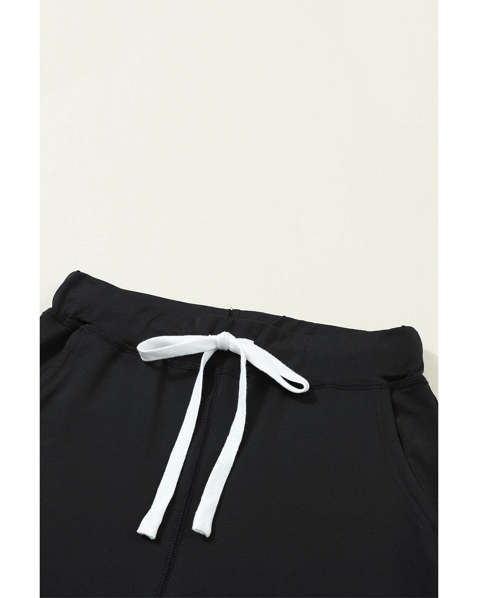Black Drawstring Waist Pocketed Joggers - M 6
