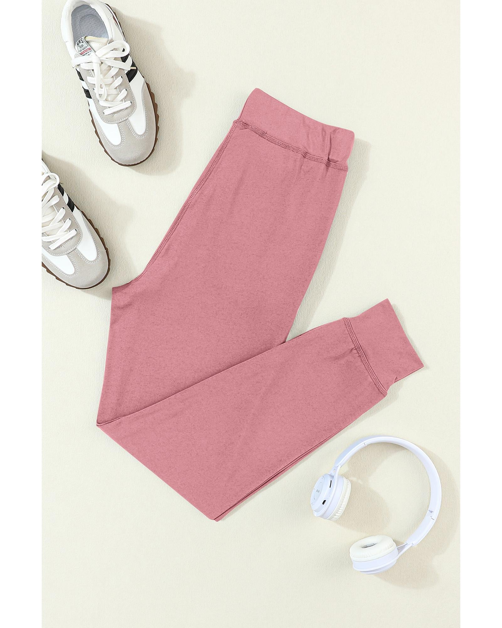 Fushia Drawstring Waist Pocketed Joggers - XL 4