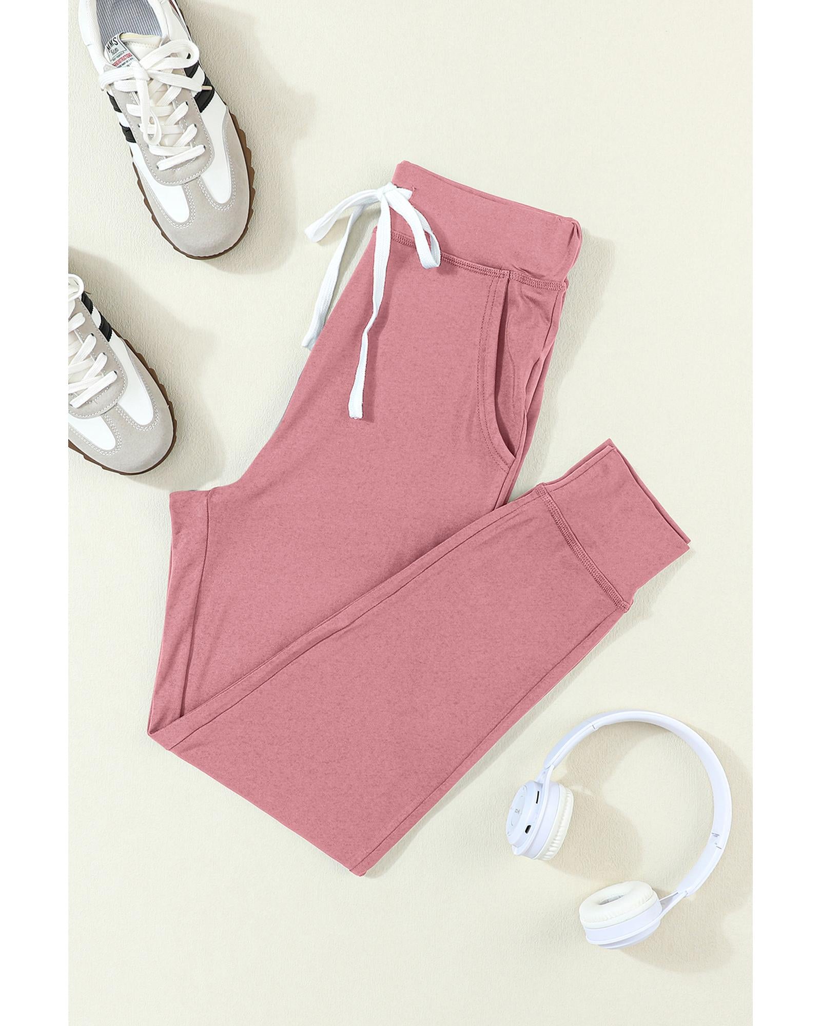 Fushia Drawstring Waist Pocketed Joggers - XL 7
