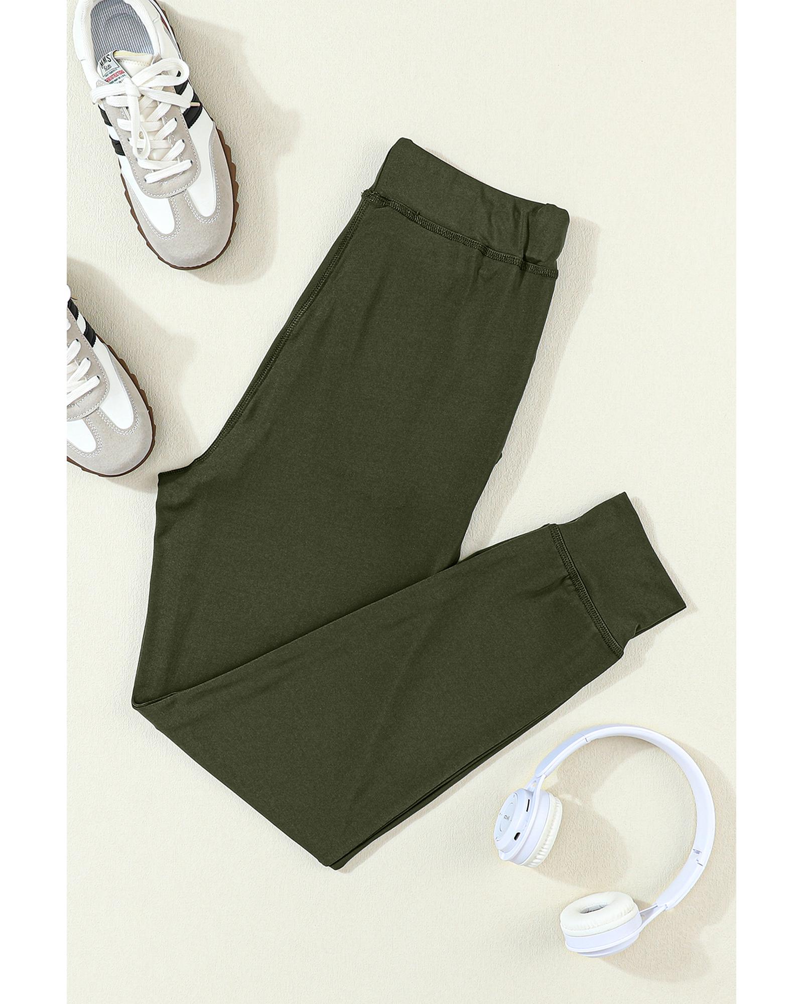 Moss Green Drawstring Waist Pocketed Joggers - M 3