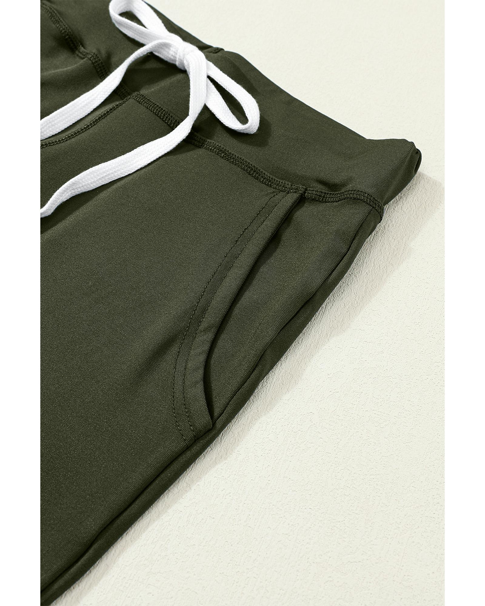 Moss Green Drawstring Waist Pocketed Joggers - M 4
