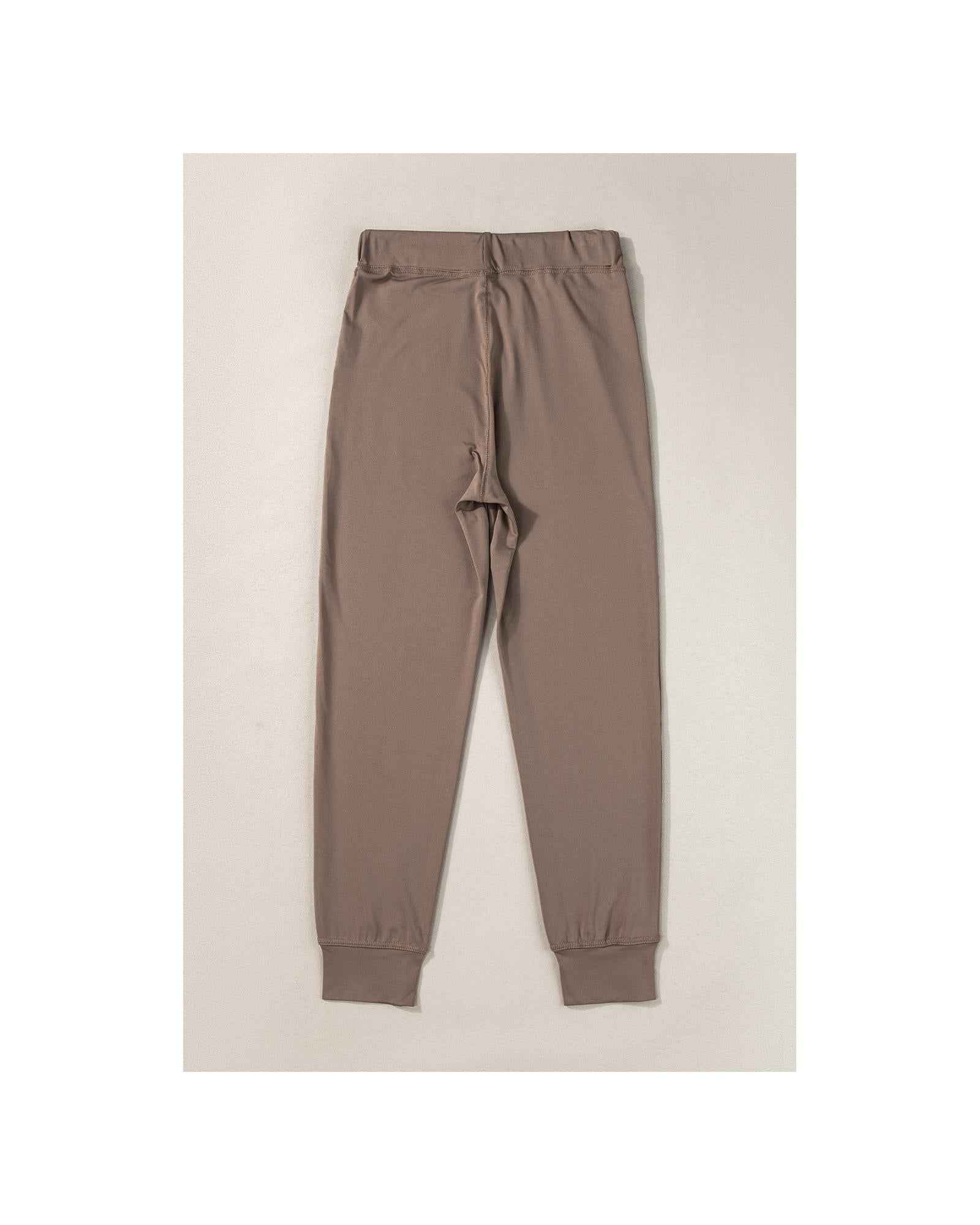 Dark Brown Drawstring Waist Pocketed Joggers - S 3