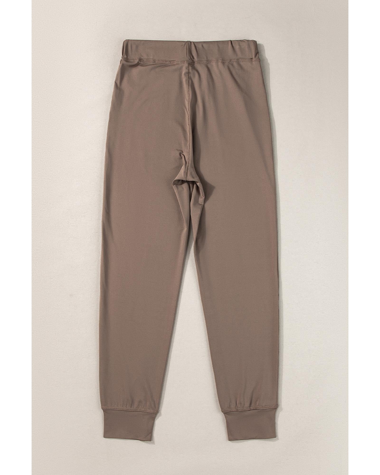 Dark Brown Drawstring Waist Pocketed Joggers - XL 3