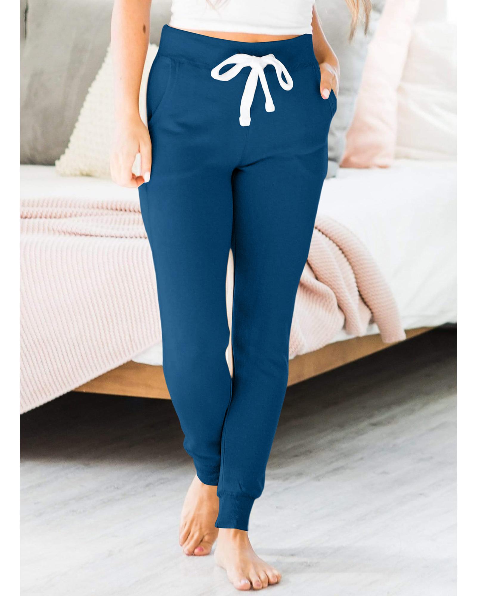 Drawstring Waist Pocketed Joggers - M 3