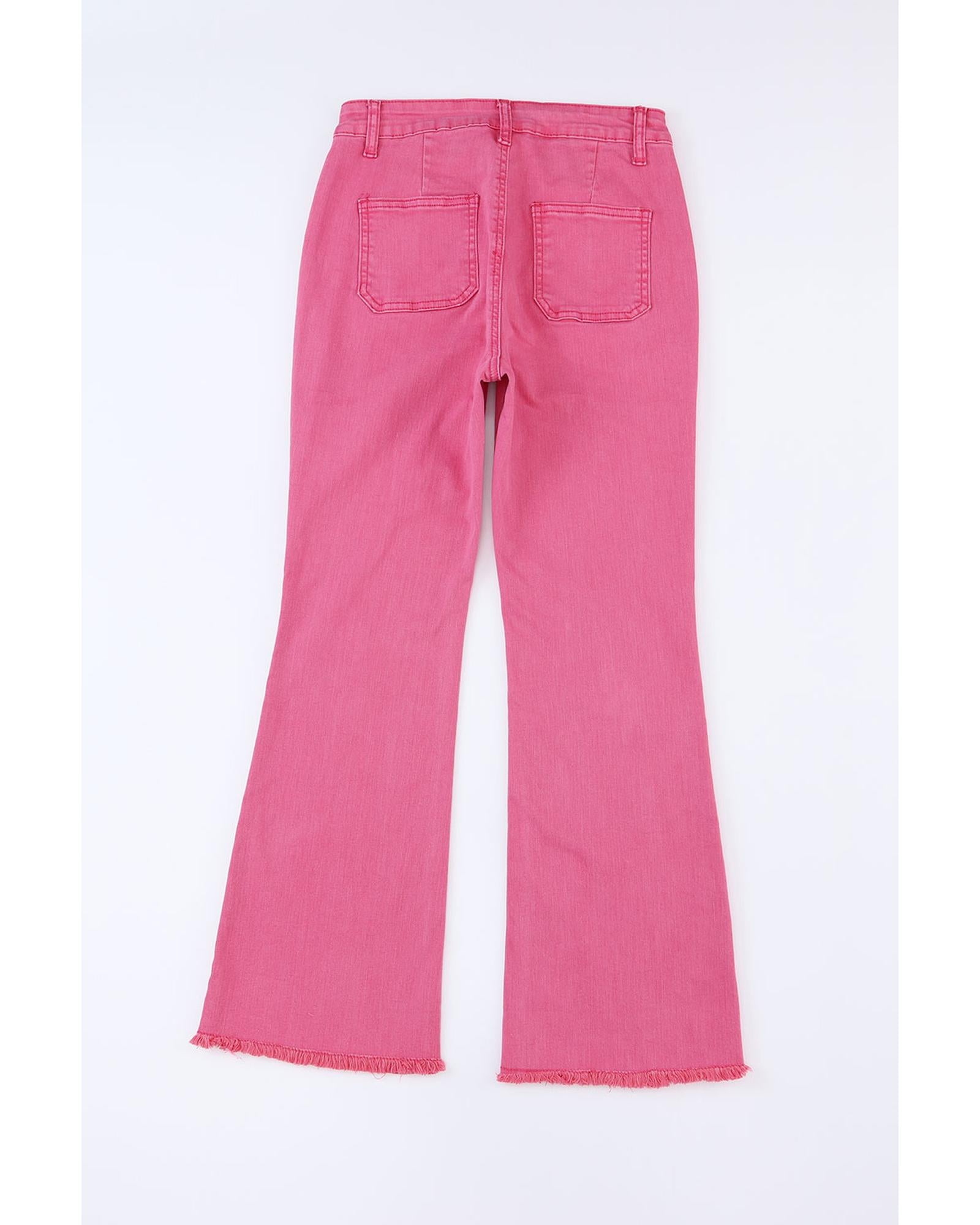 Azura Exchange Flare Leg Raw Hem Jeans - 14 US 7