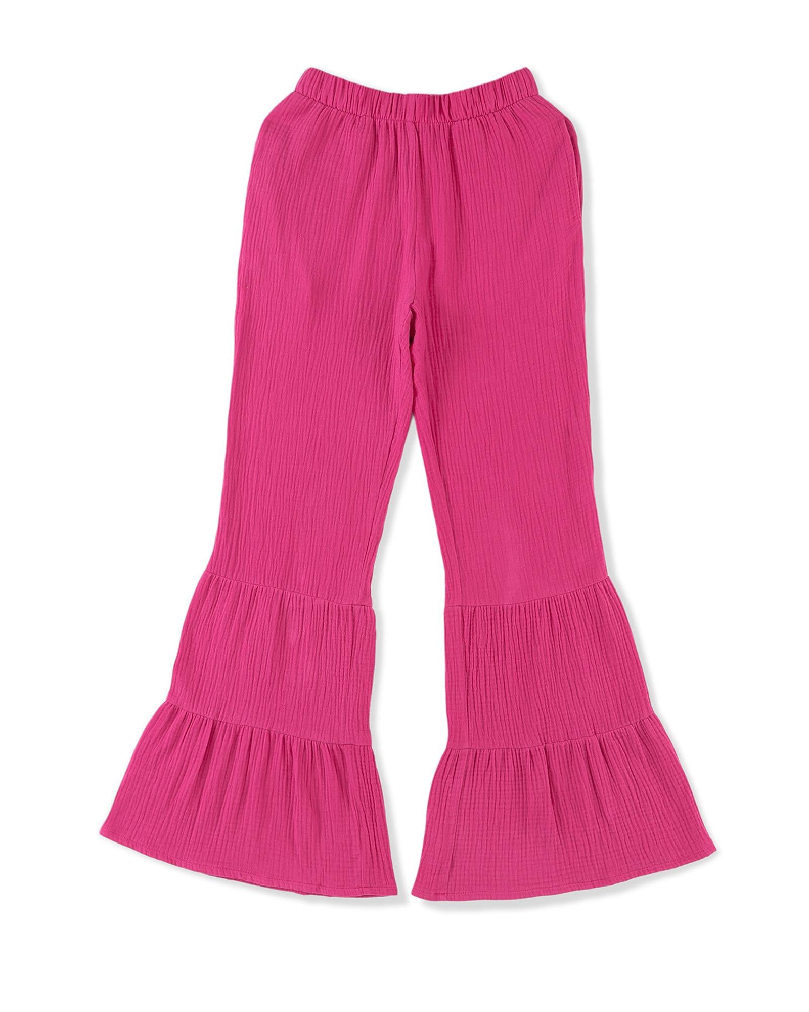 Azura Exchange Textured High Waist Ruffled Bell Bottom Pants - M 4