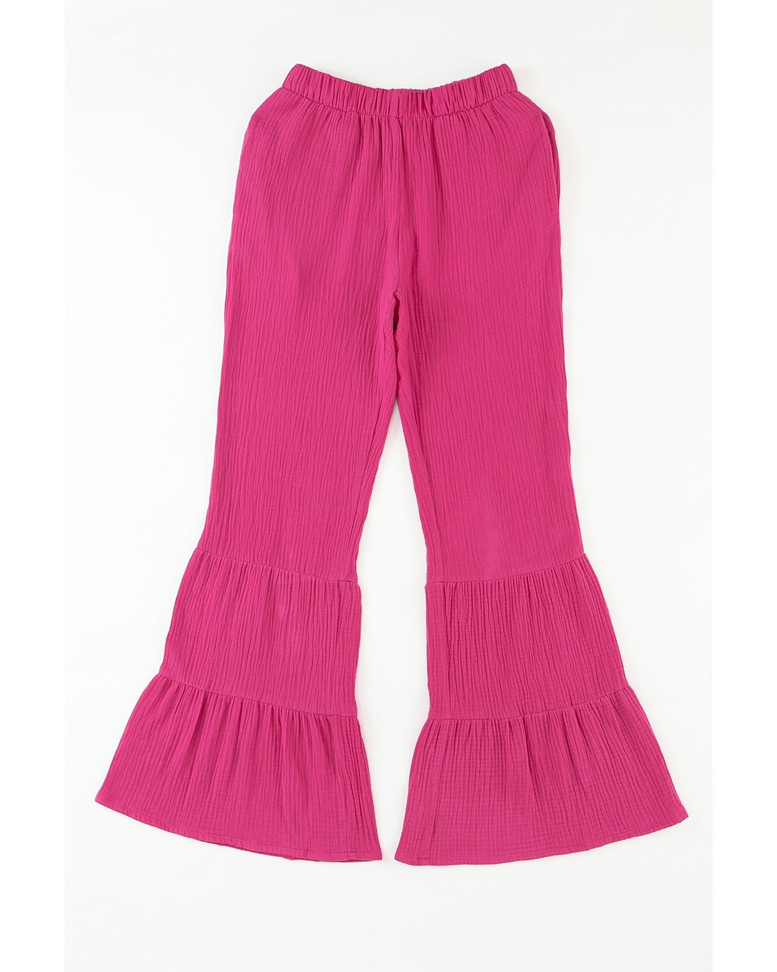 Azura Exchange Textured High Waist Ruffled Bell Bottom Pants - M 5