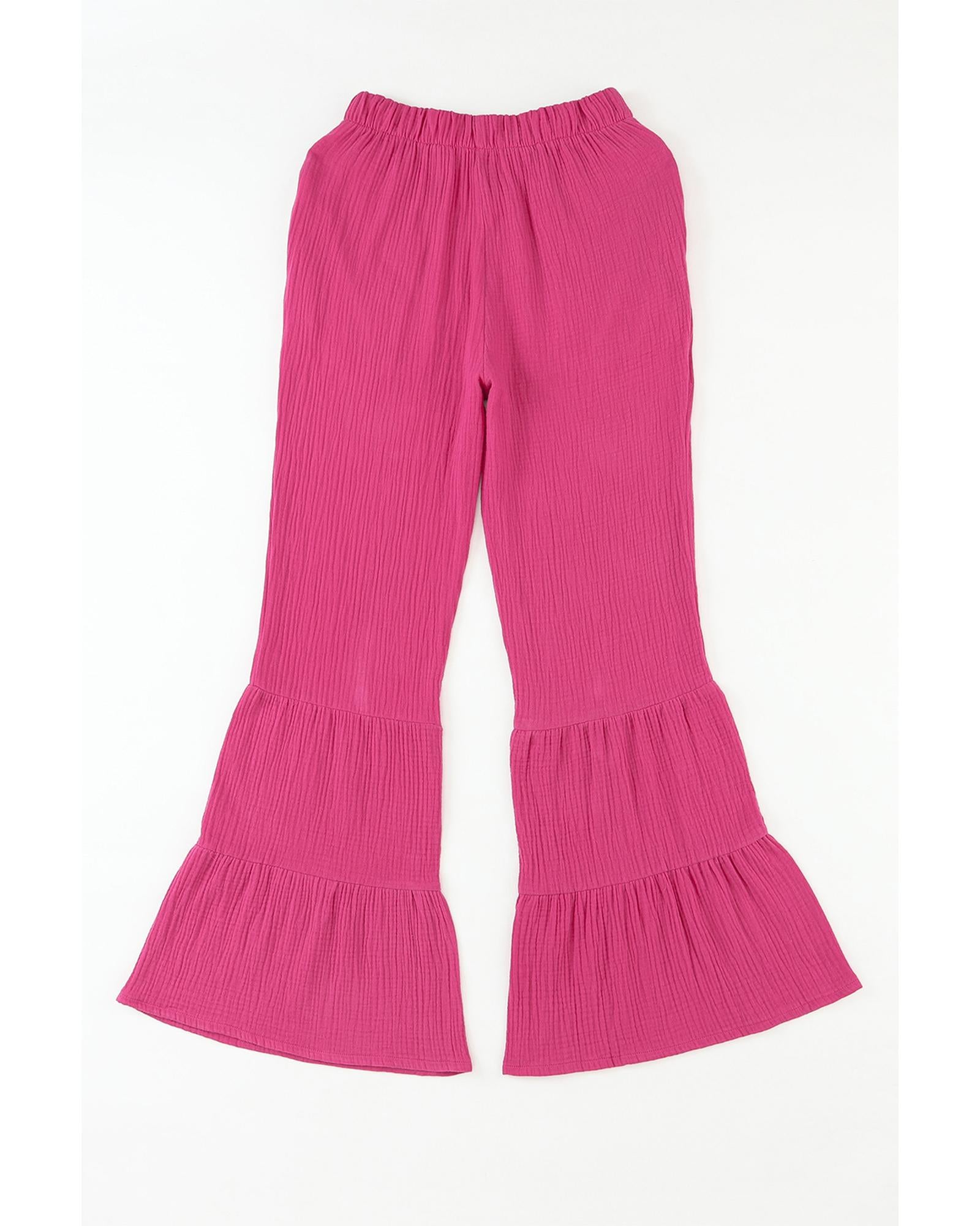 Azura Exchange Textured High Waist Ruffled Bell Bottom Pants - M 6