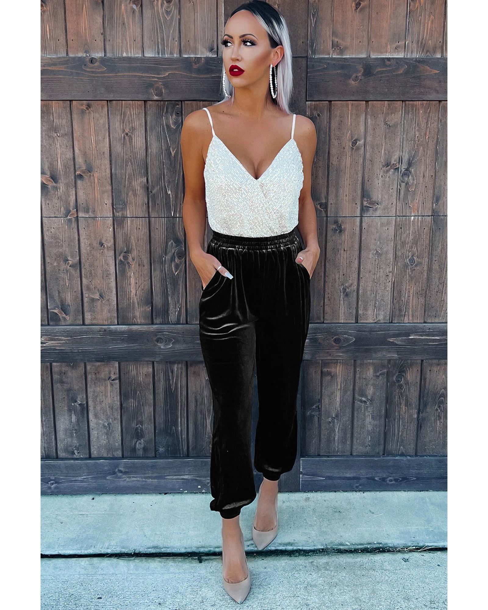 Azura Exchange Luxurious Velvet Jogger Pants - M 3