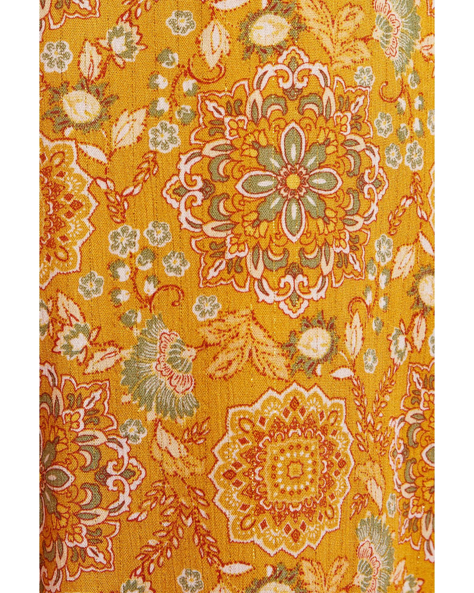 Yellow Bohemian Floral Print Pocketed Wide Leg Pants - L 7