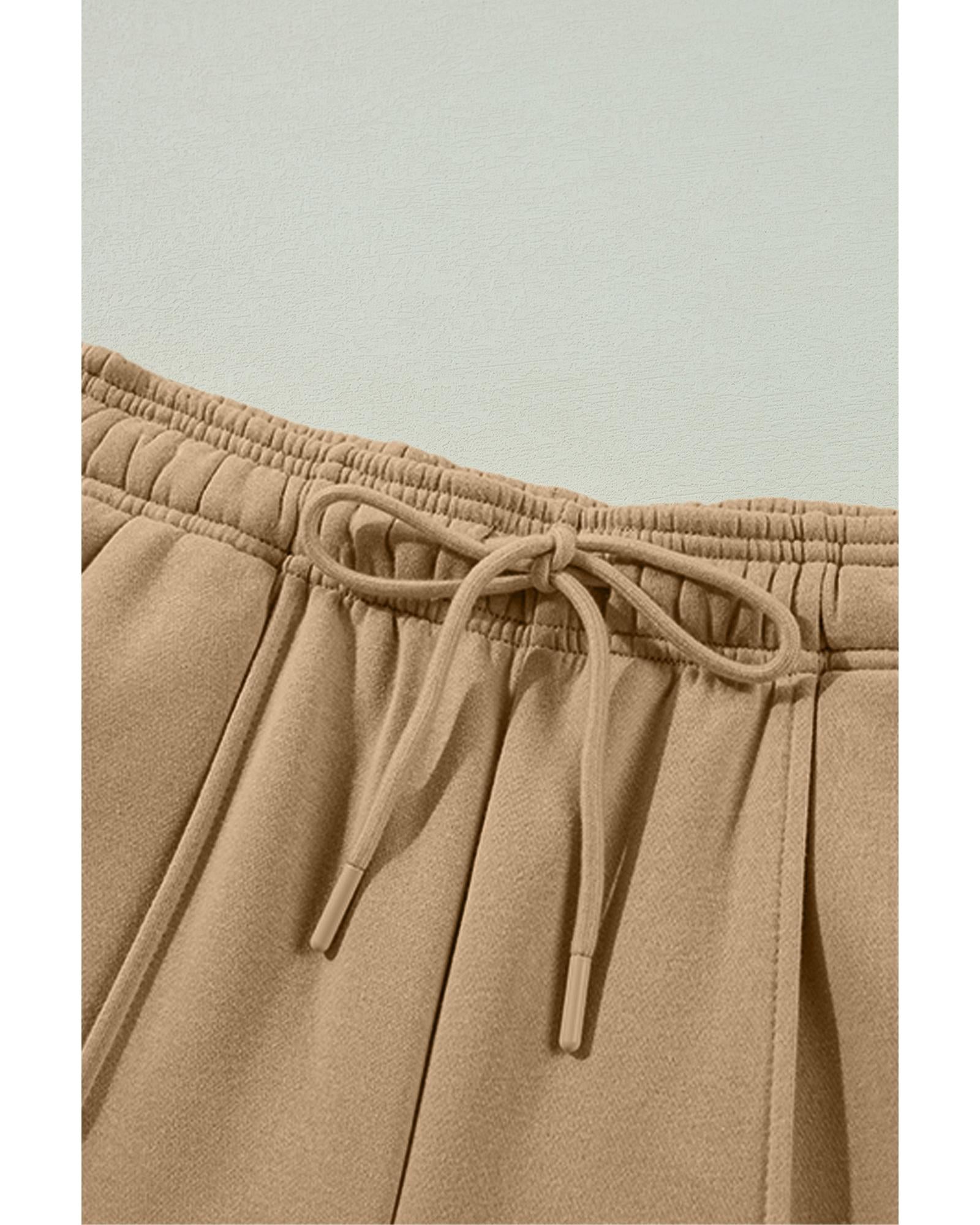 Smoke Gray Exposed Seam Drawstring High Waist Wide Leg Pants - XL 4