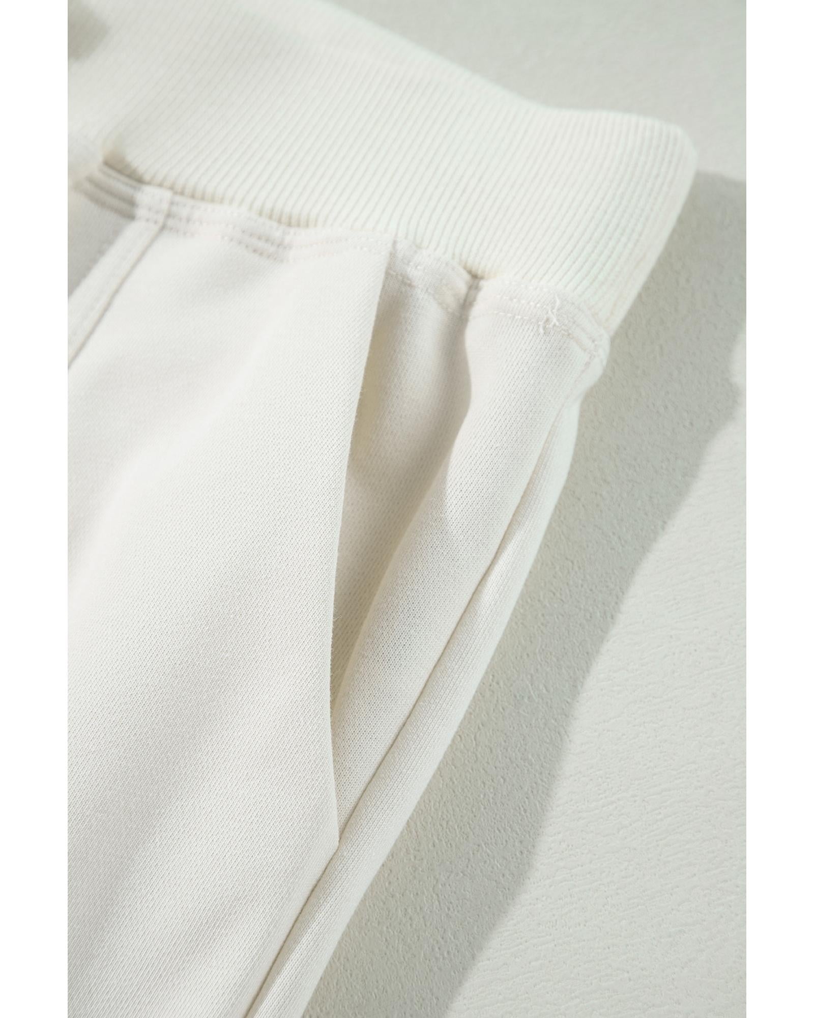 Beige Plain Cargo Pockets High Waist Casual Sweatpants - M 4
