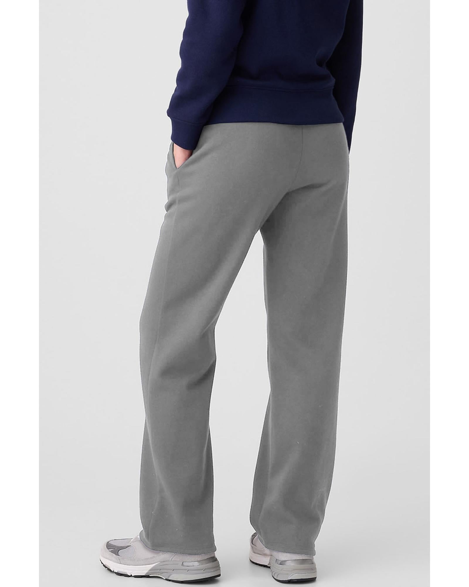 Light Grey Solid Color Fleece Lined Drawstring Waist Casual Pants - M 8
