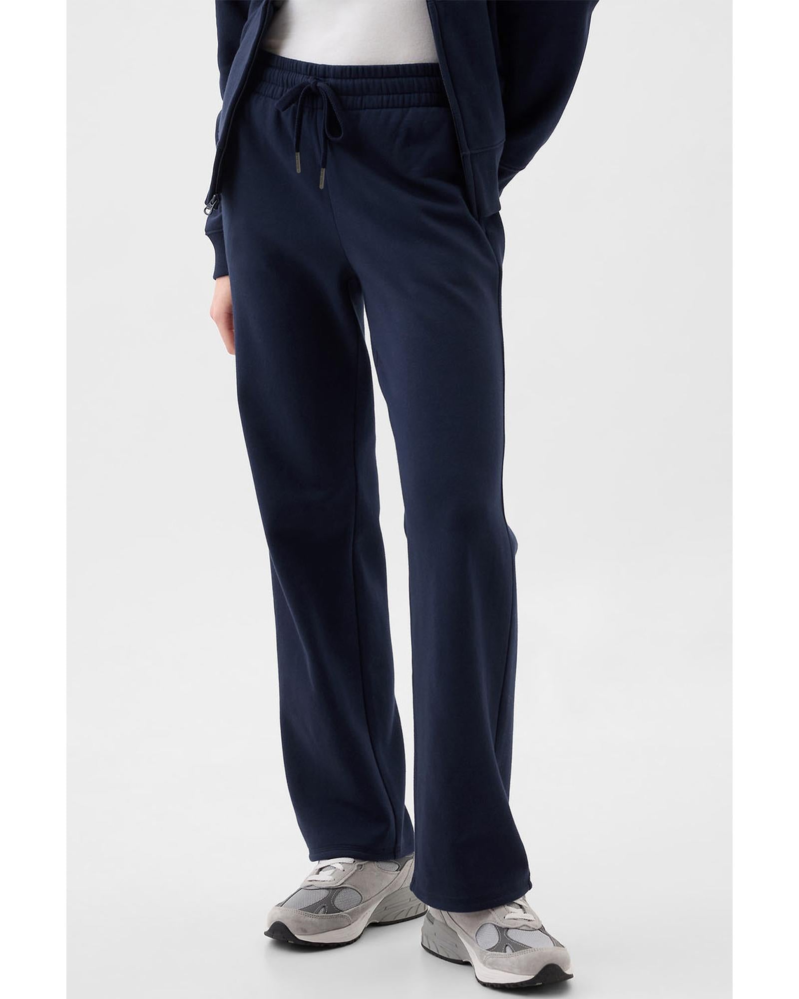 Navy Blue Solid Color Fleece Lined Drawstring Waist Casual Pants - L 4