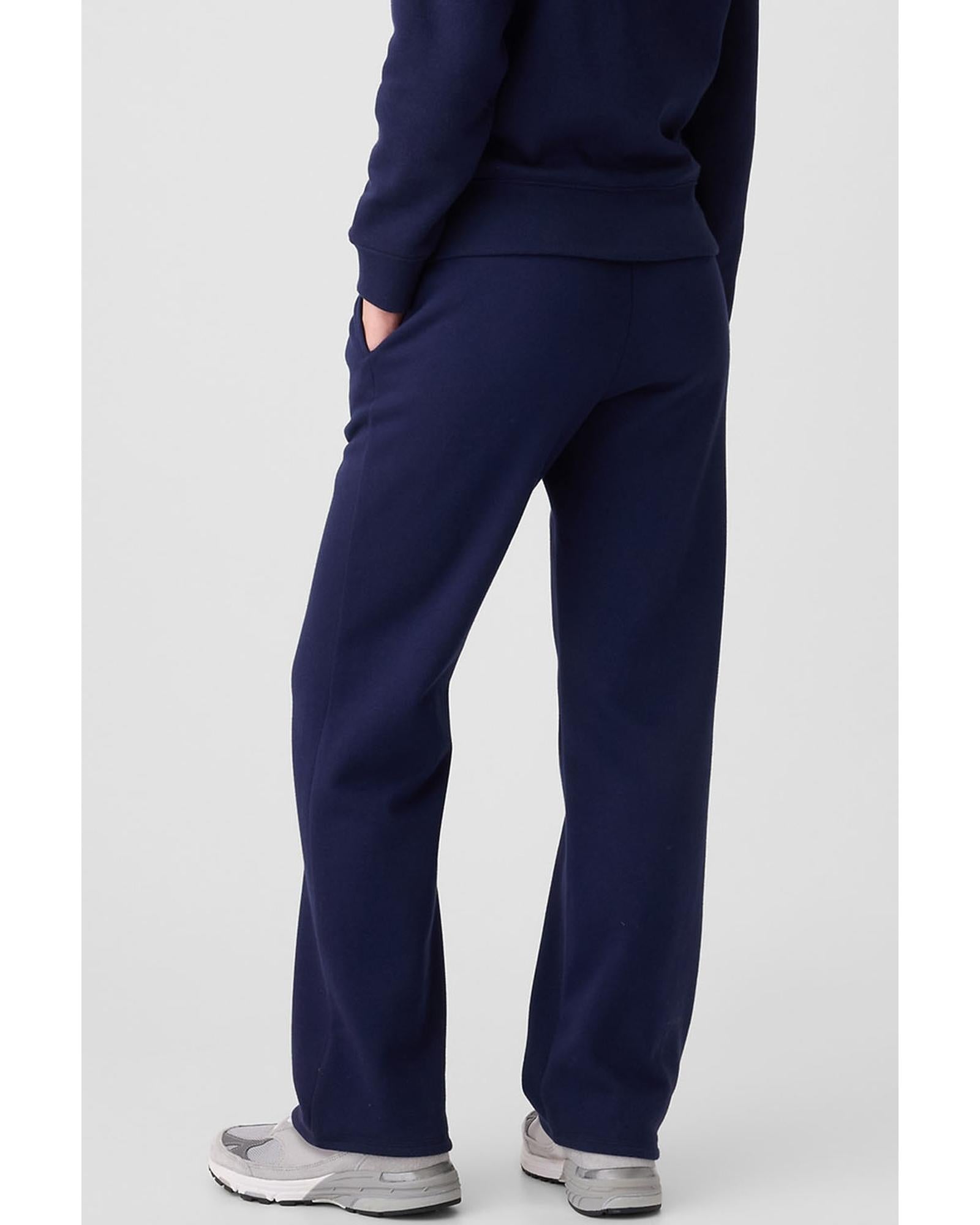 Navy Blue Solid Color Fleece Lined Drawstring Waist Casual Pants - S 8