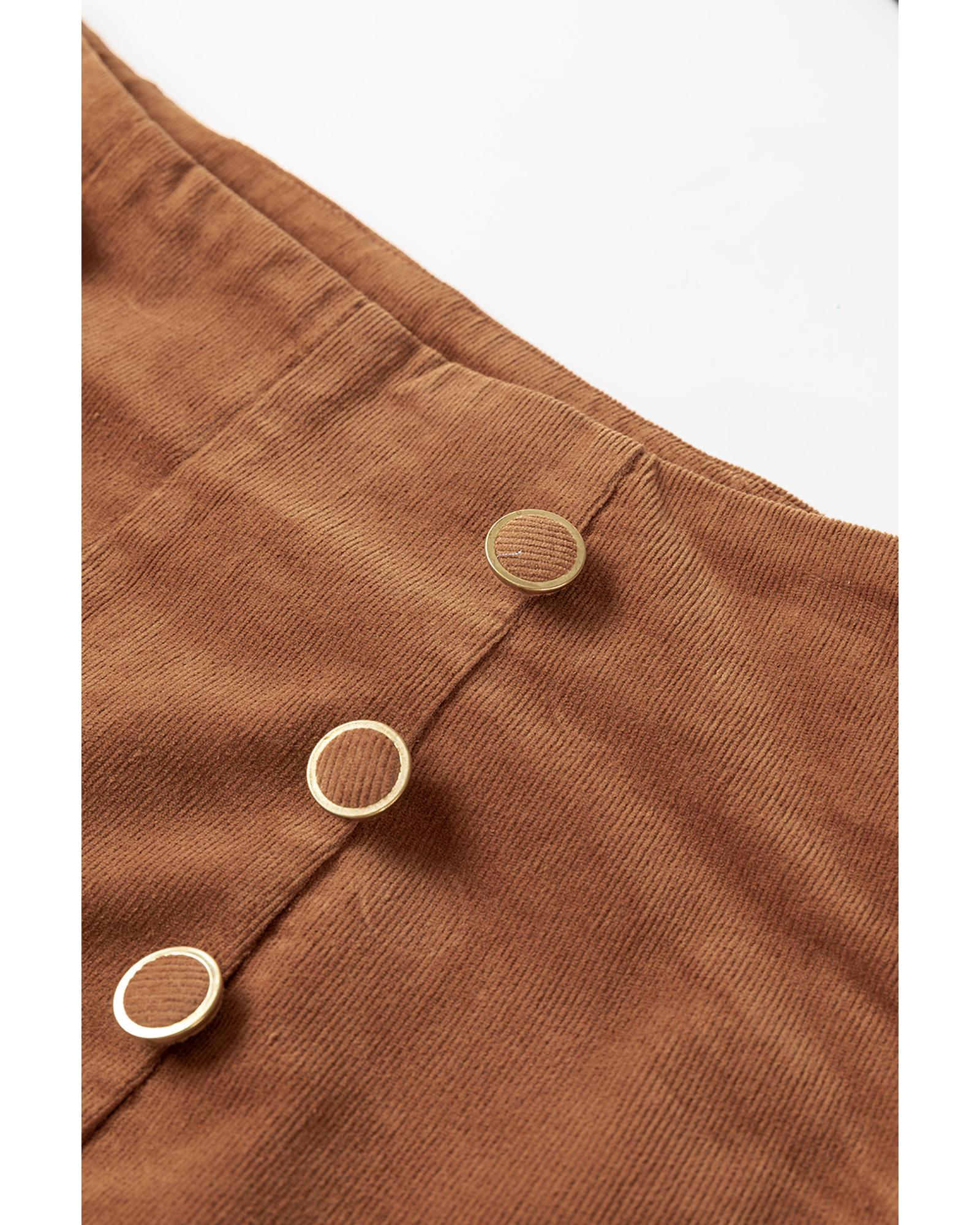 Chestnut Solid Color Double Breasted Straight Leg Pants - L 4