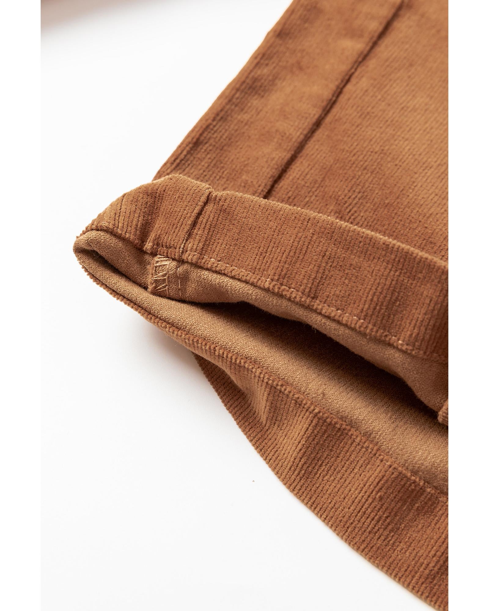 Chestnut Solid Color Double Breasted Straight Leg Pants - L 6