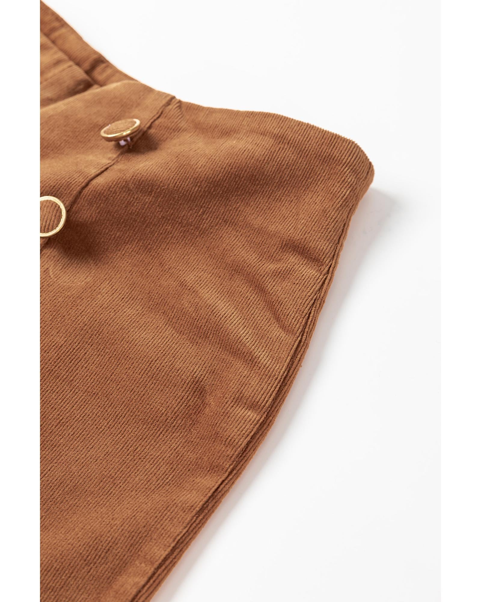 Chestnut Solid Color Double Breasted Straight Leg Pants - M 8
