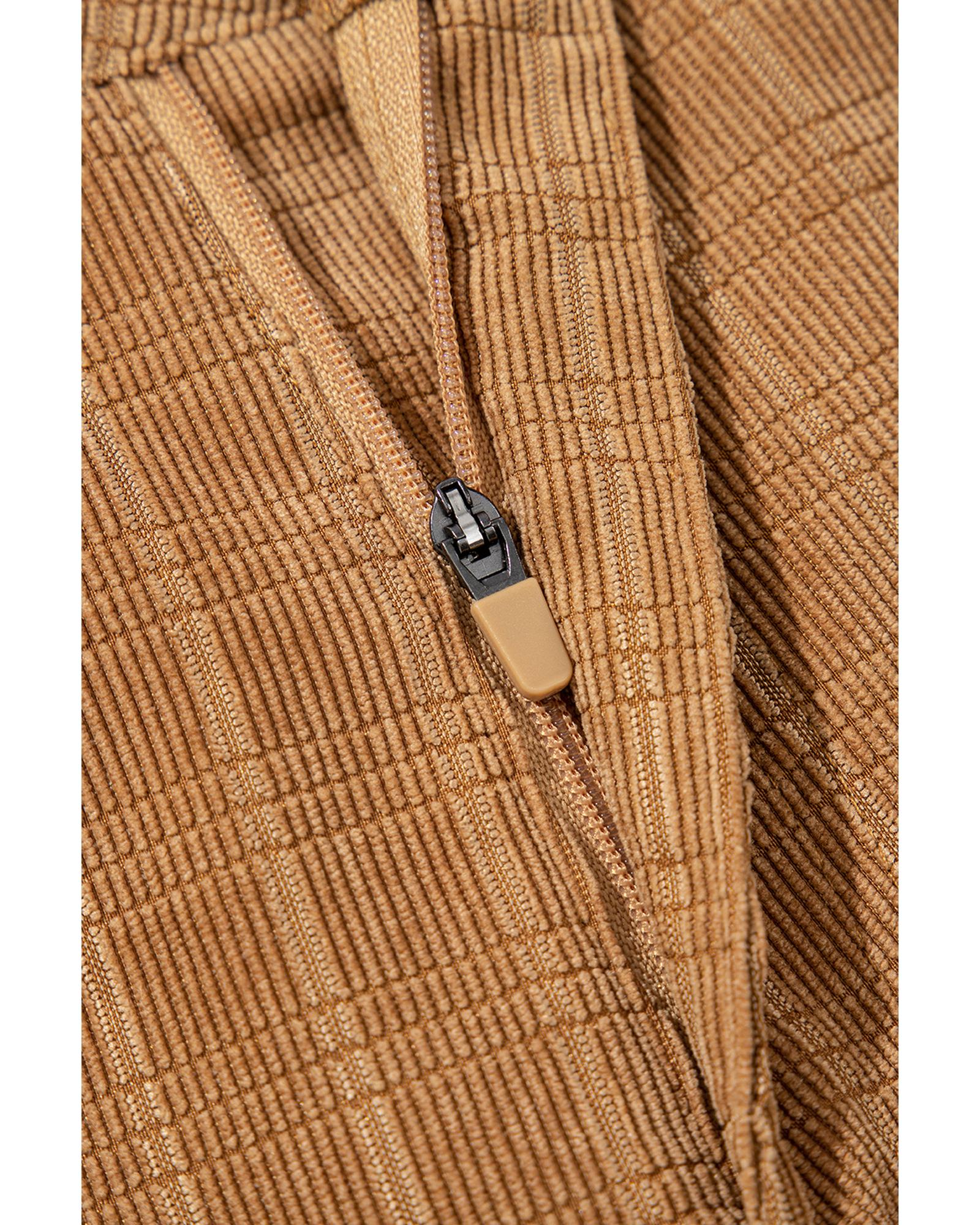 Grapefruit Orange Checkered Corduroy Flare High Waist Pants - XL 6