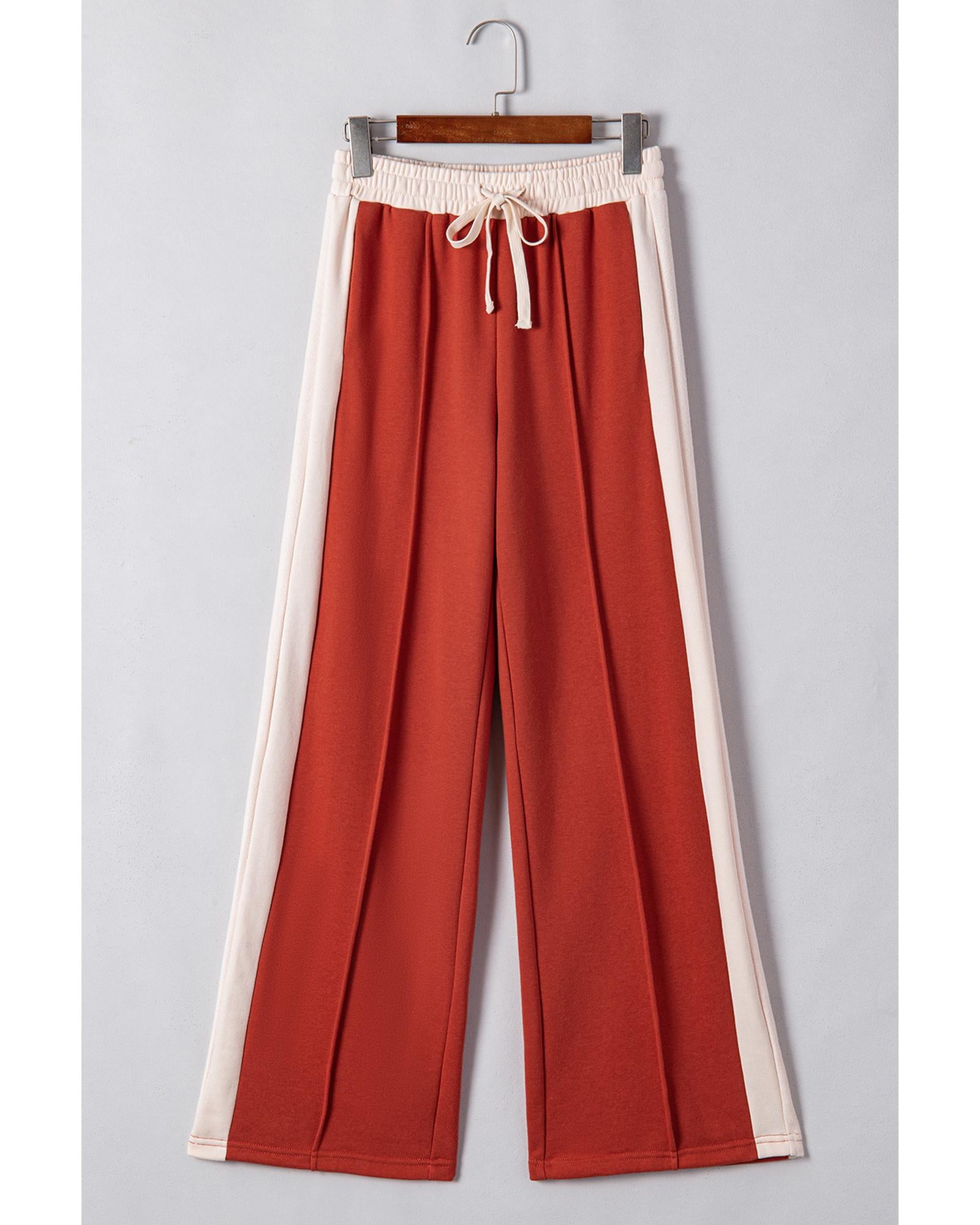 Flamingo Color Block Drawstring High Waist Wide Leg Pants - XL 6