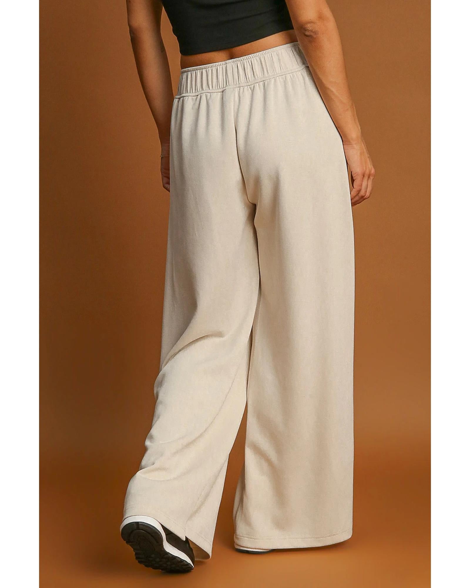 Apricot Loop Drawstring Casual Wide Leg Pants - L 5
