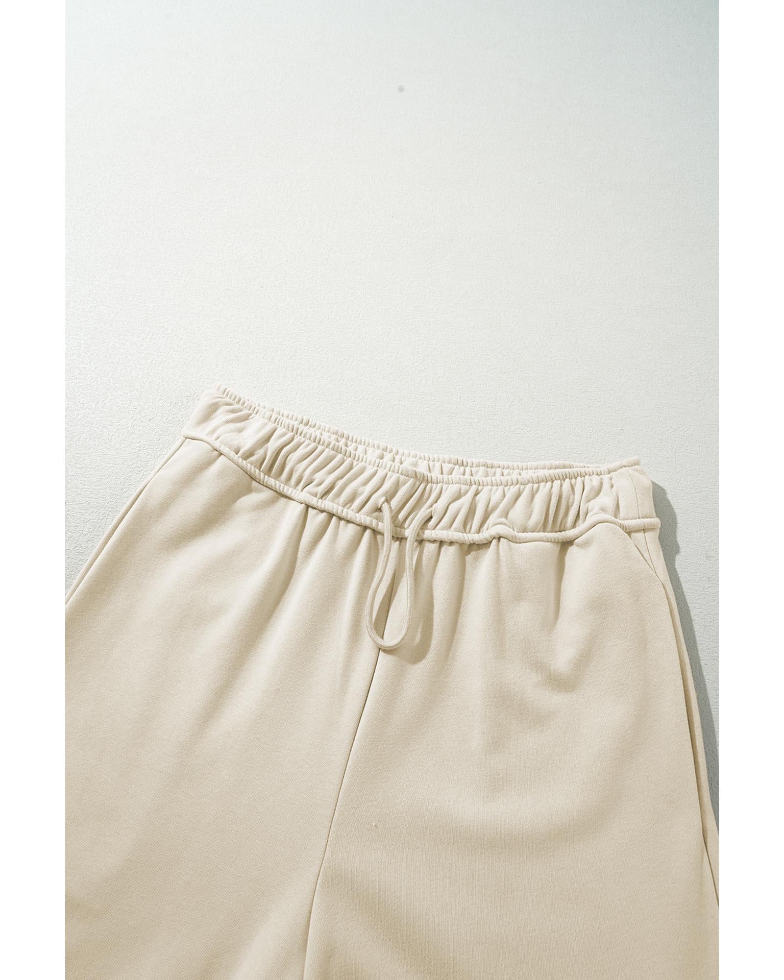 Apricot Loop Drawstring Casual Wide Leg Pants - M 4