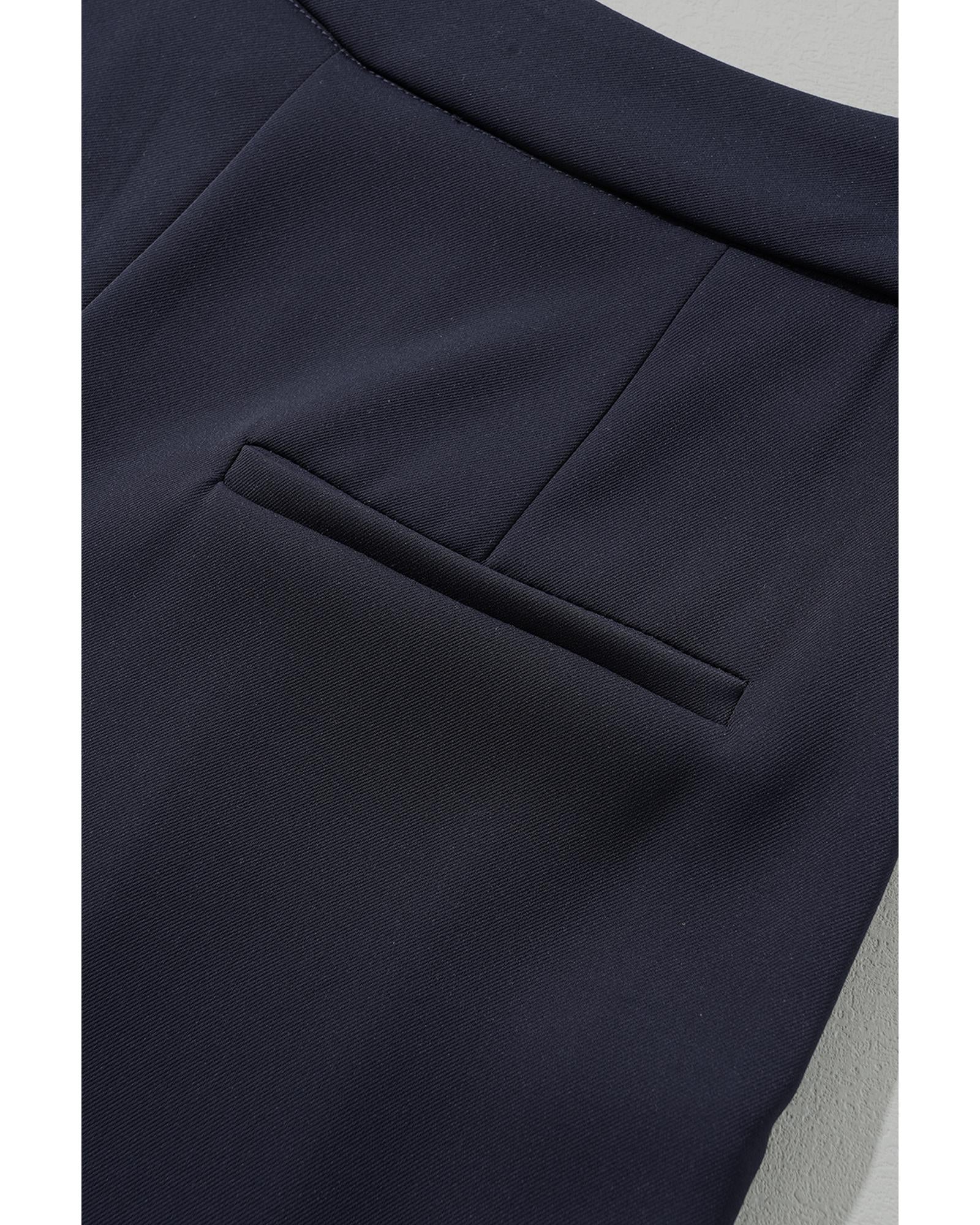 Dirty blue Dual Buttoned High Waist Pleated Wide Leg Pants - XL
