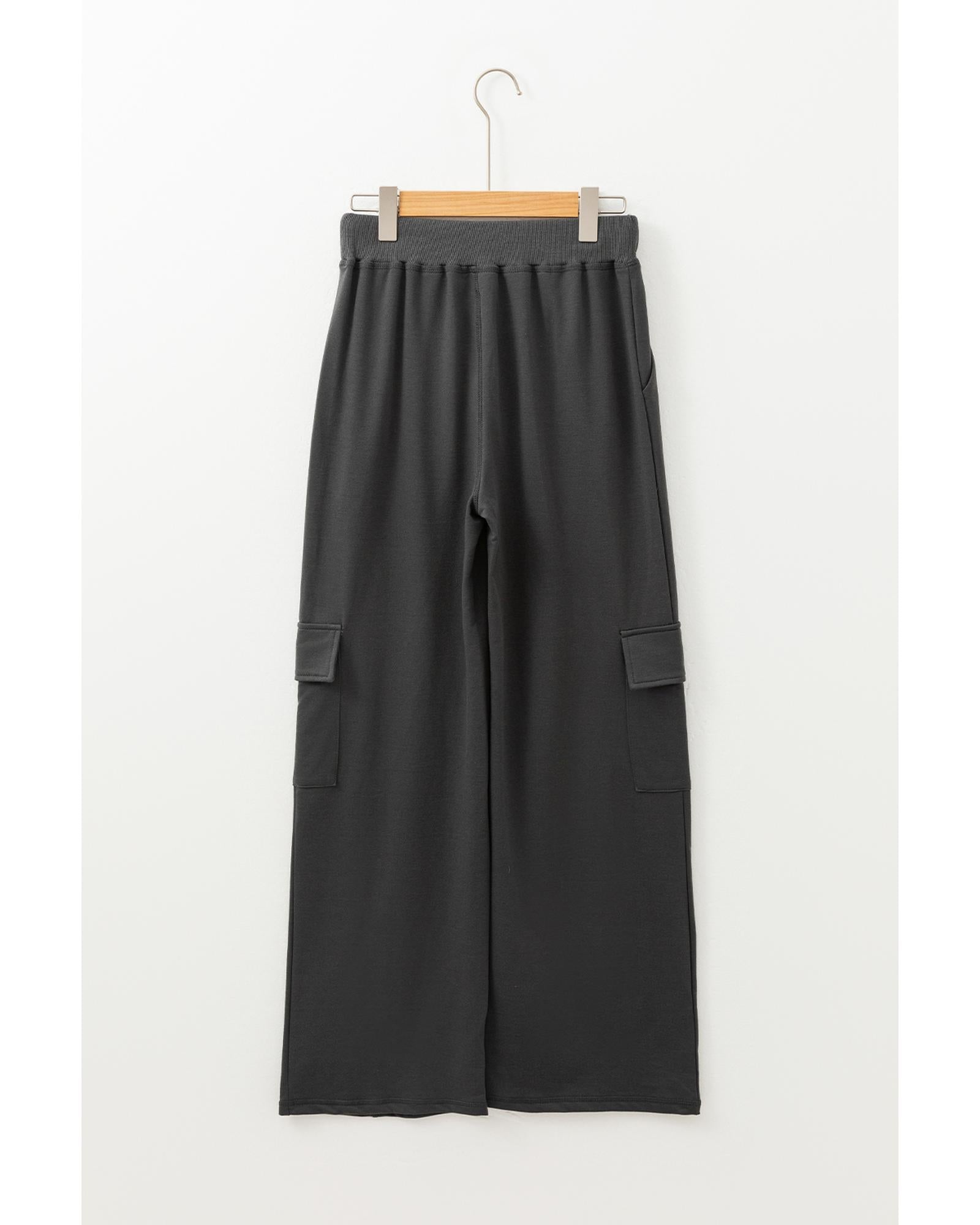 Carbon Grey Cargo Pockets Drawstring Sweatpants - L