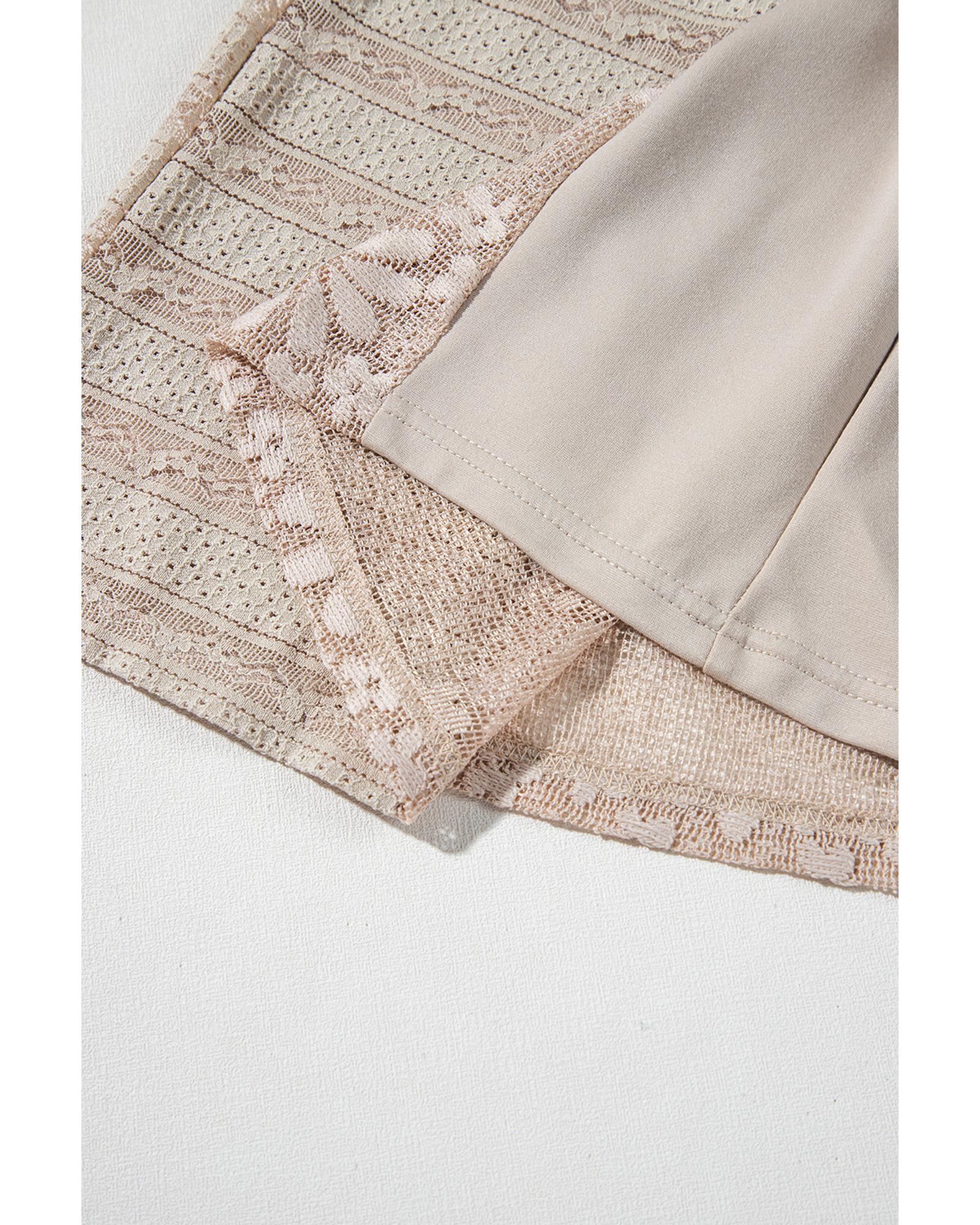 Smoke Gray Boho Lace Patchwork Wide Leg High Waist Pants - L 3