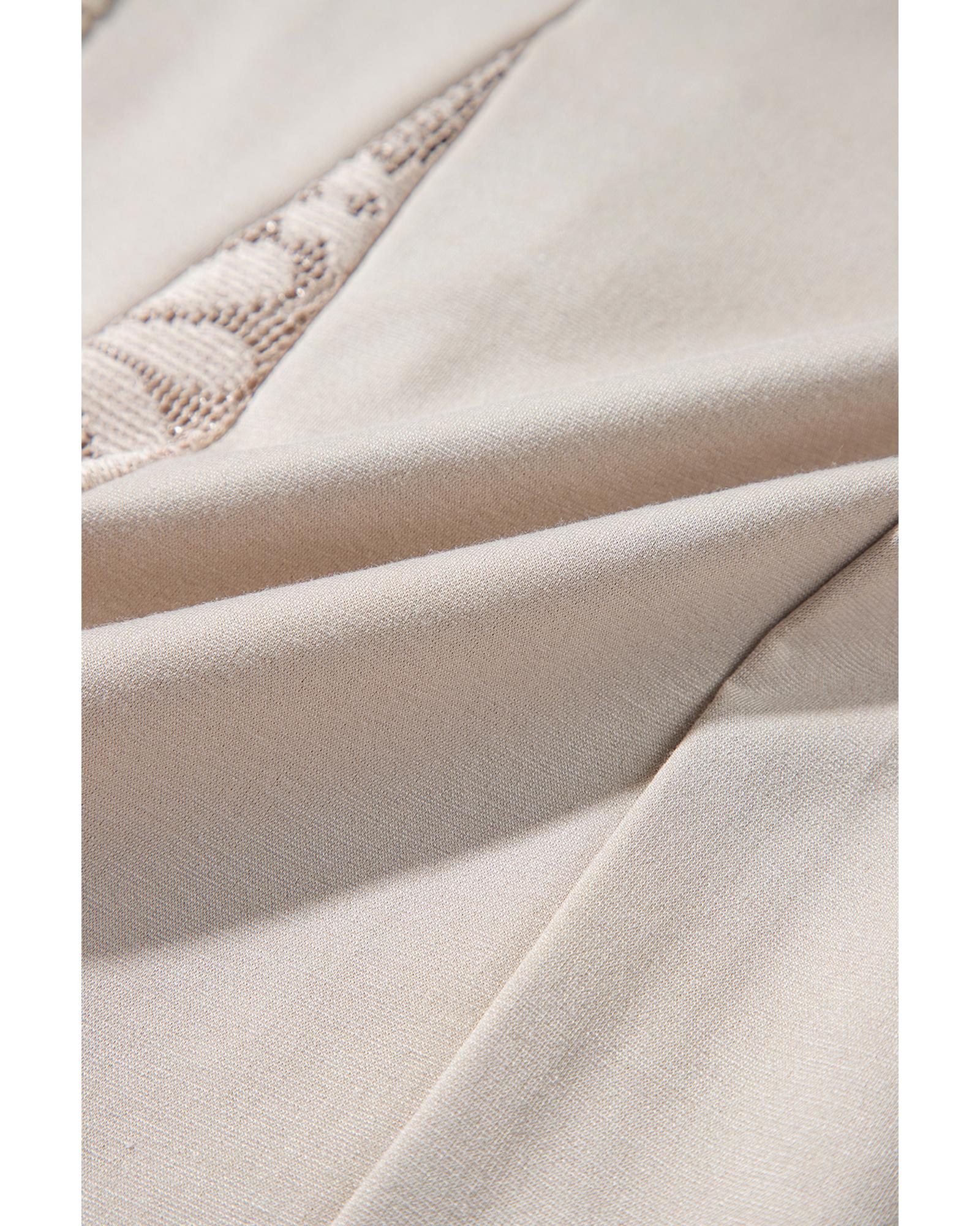 Smoke Gray Boho Lace Patchwork Wide Leg High Waist Pants - L 4