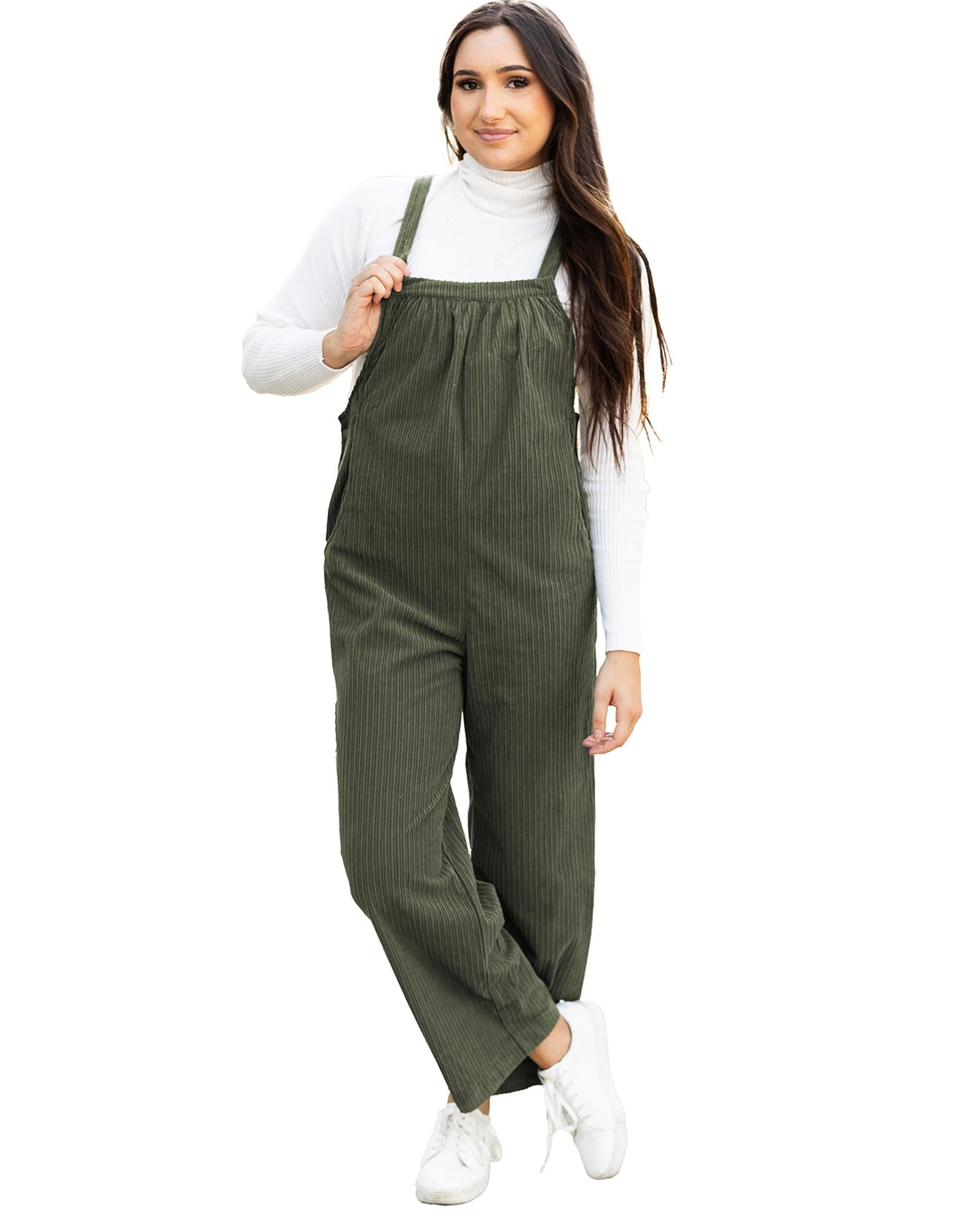 Jungle Green Solid Pocketed Loose Fit Corduroy Overall - S 7
