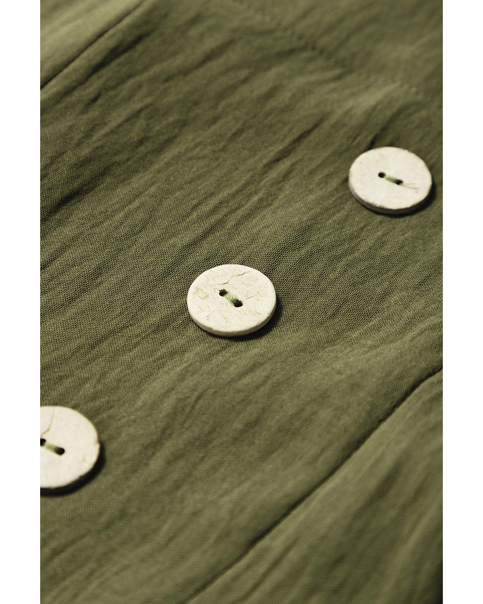 Jungle Green Solid Color Buttoned Straight Leg Overall - XL 8