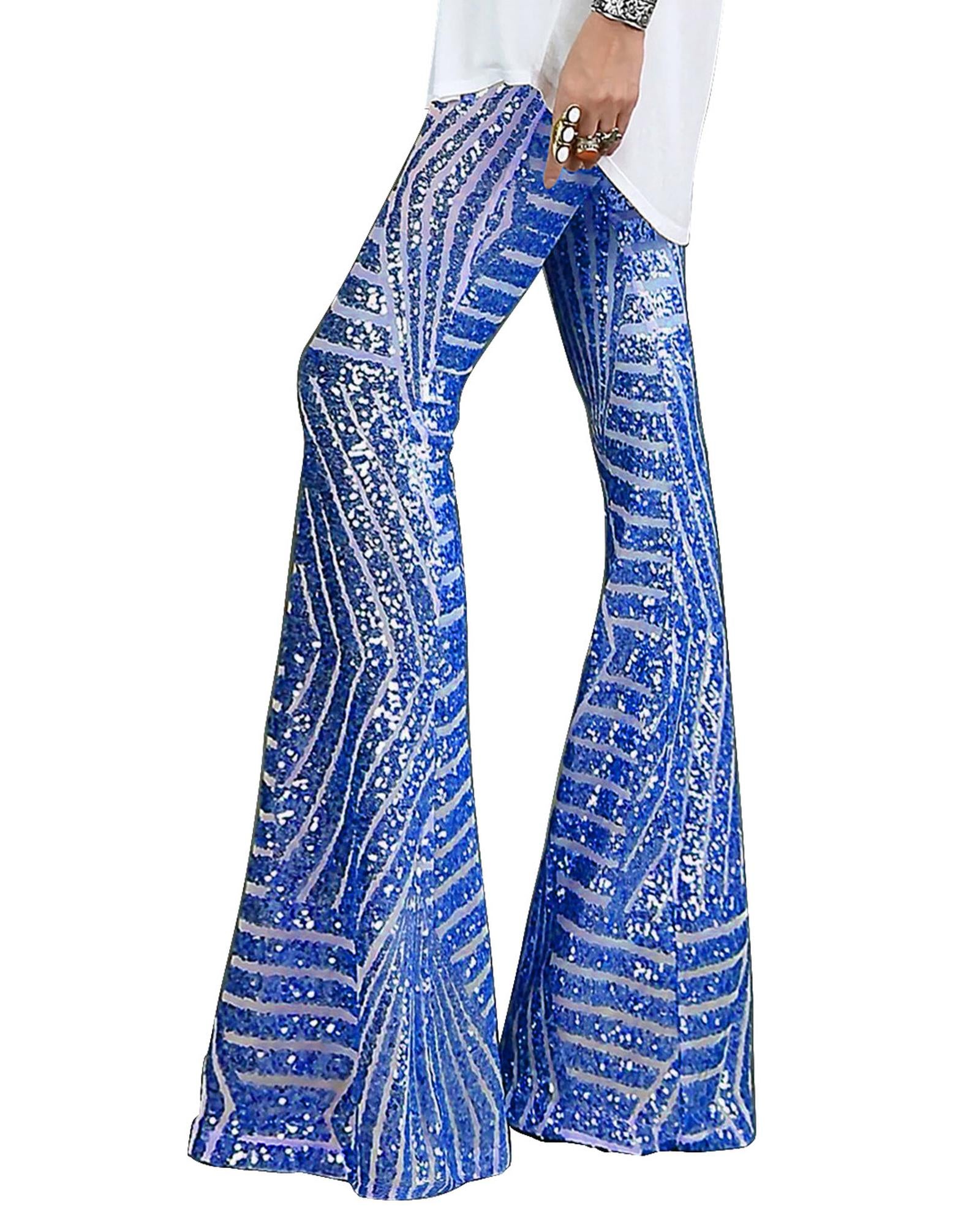Blue Sequin Wide Leg Pants - L 5