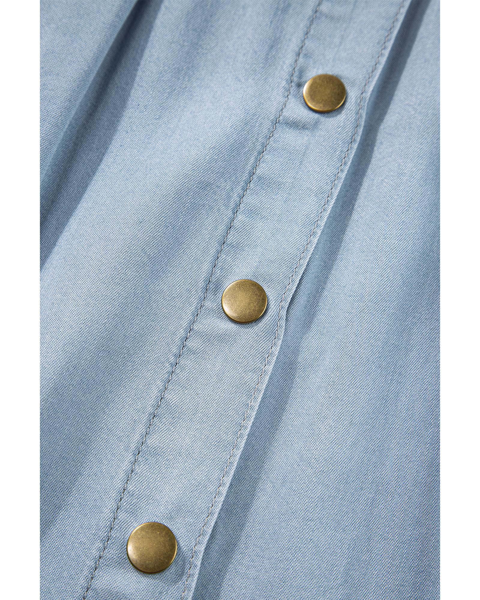 Mist Blue Fully Buttoned Long Denim Skirt - XL 8
