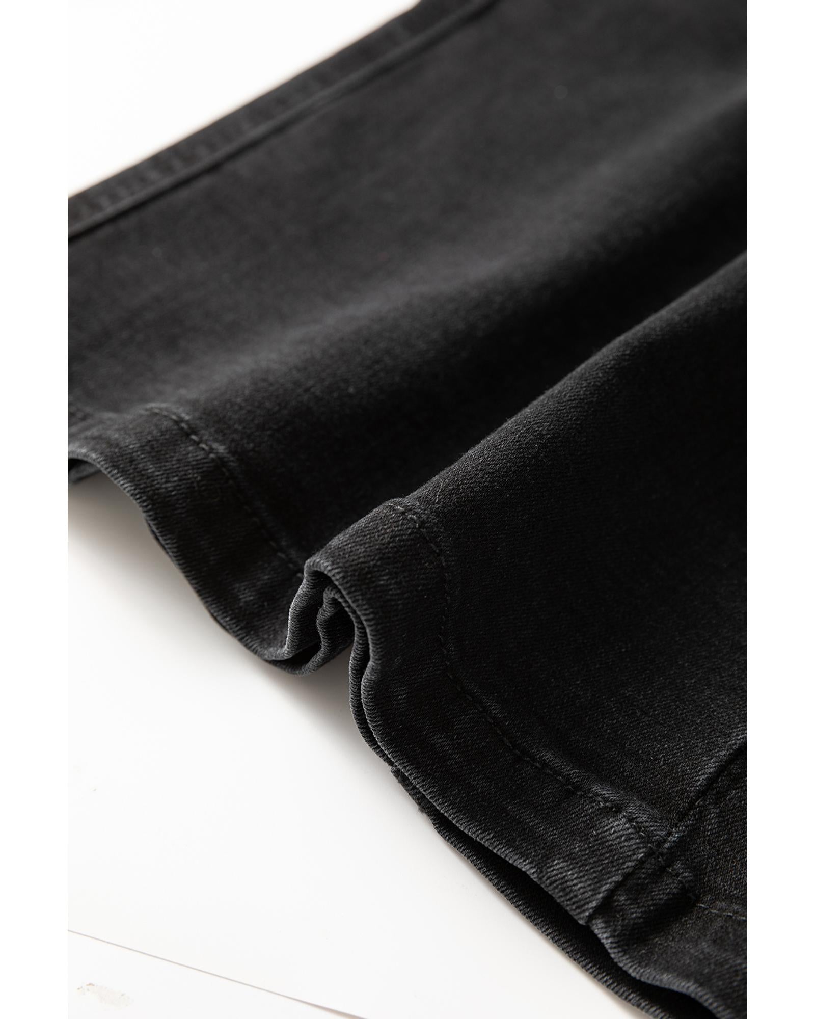 Black Button Fly Side Split High Waist Denim Midi Skirt - XL 7