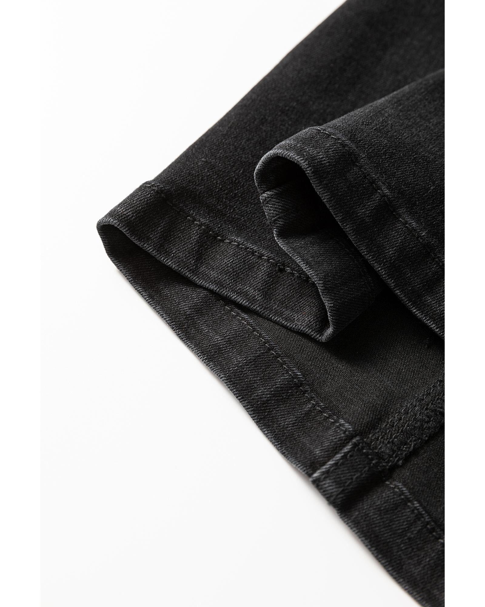 Black Button Fly Side Split High Waist Denim Midi Skirt - XL 8
